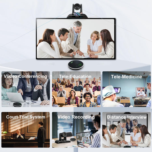 TONGVEO 4K All-in-1 Konferenzraum-Kamera-System mit Bluetooth-Mikrofon, AI Auto-Tracking 5X Digitalzoom USB3.0 124° Weitwinkel PTZ-Kamera und Freisprecheinrichtung für Zoom Skype Teams und mehr