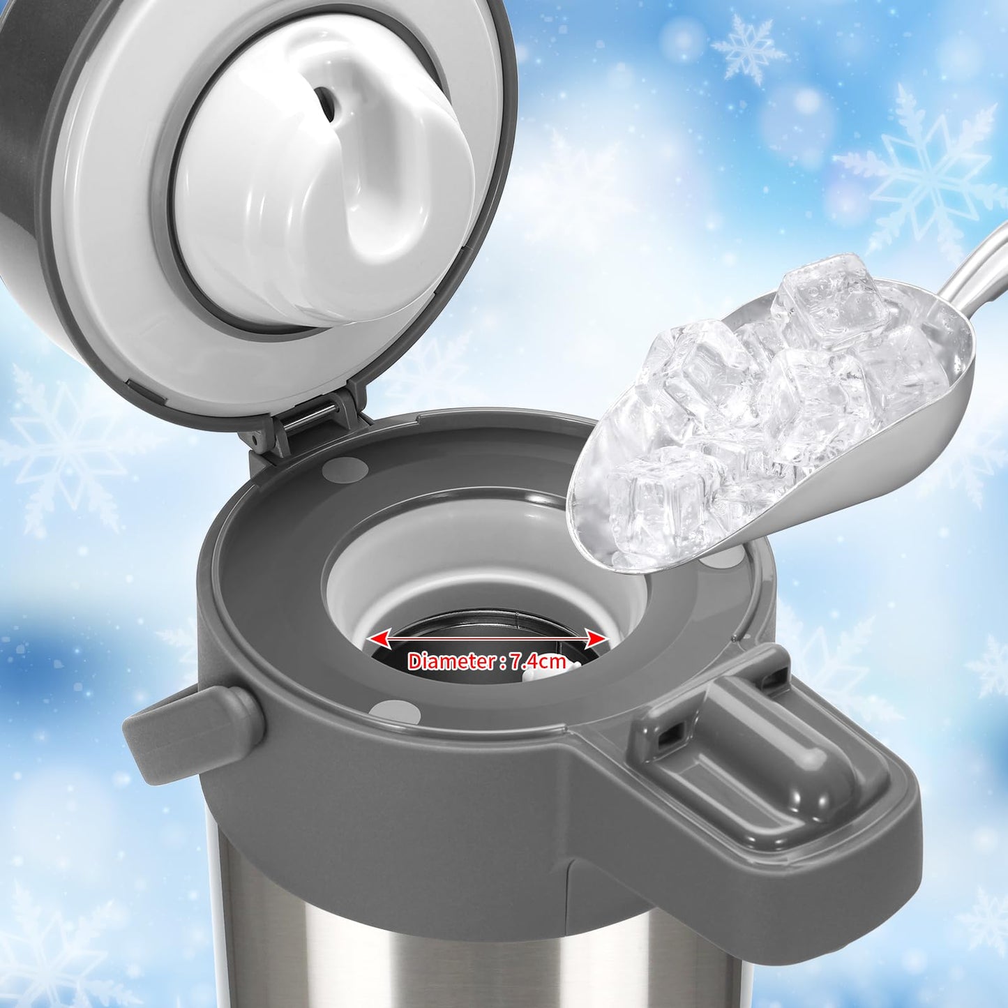 Titel: Olerd 4-Liter Pumpthermoskanne, Silber, Edelstahl-Doppelwand mit Vakuumisolierung, Kaffeespender mit Pumpmechanik für Warm und Kalt