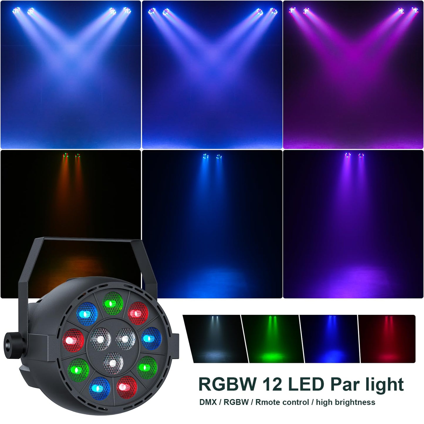 GdjRttk 60W DJ-Lichtset Bühnenlicht mit Ständer und Fernbedienung, Derby RGBW DMX LED Par Scheinwerfer mit Stroboskopeffekt Discolicht für DJ, KTV, Kirchen, Konzerte, Hochzeiten, Halloween