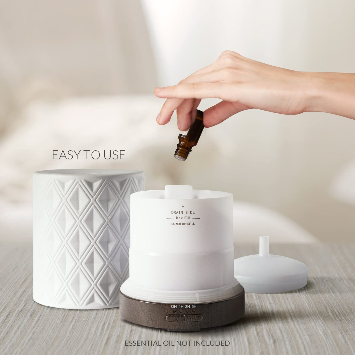 Earnest Living Ätherisches Öl Diffusor Weiß Keramik Diffusor 250ml Timer Nachtlichter und Auto Off Funktion Home Office Aromatherapie Diffusoren für ätherische Öle Geschenk