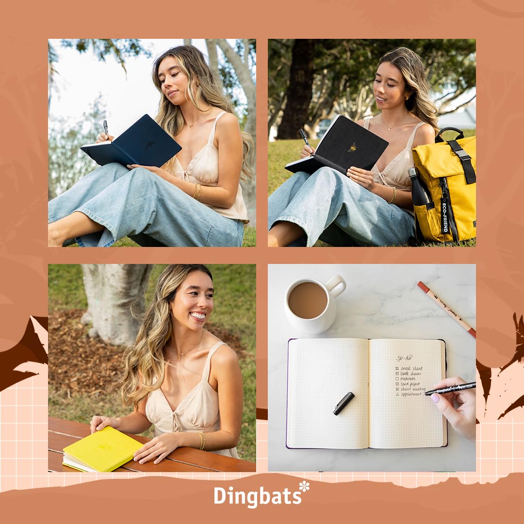 Dingbats* - Notizbuch A5 Dotted, Hardcover aus veganem Leder mit Stifthalter und elastischer Gummiband, ideal zum Schreiben, für Universitätsnotizen, To-Do-Listen und mehr