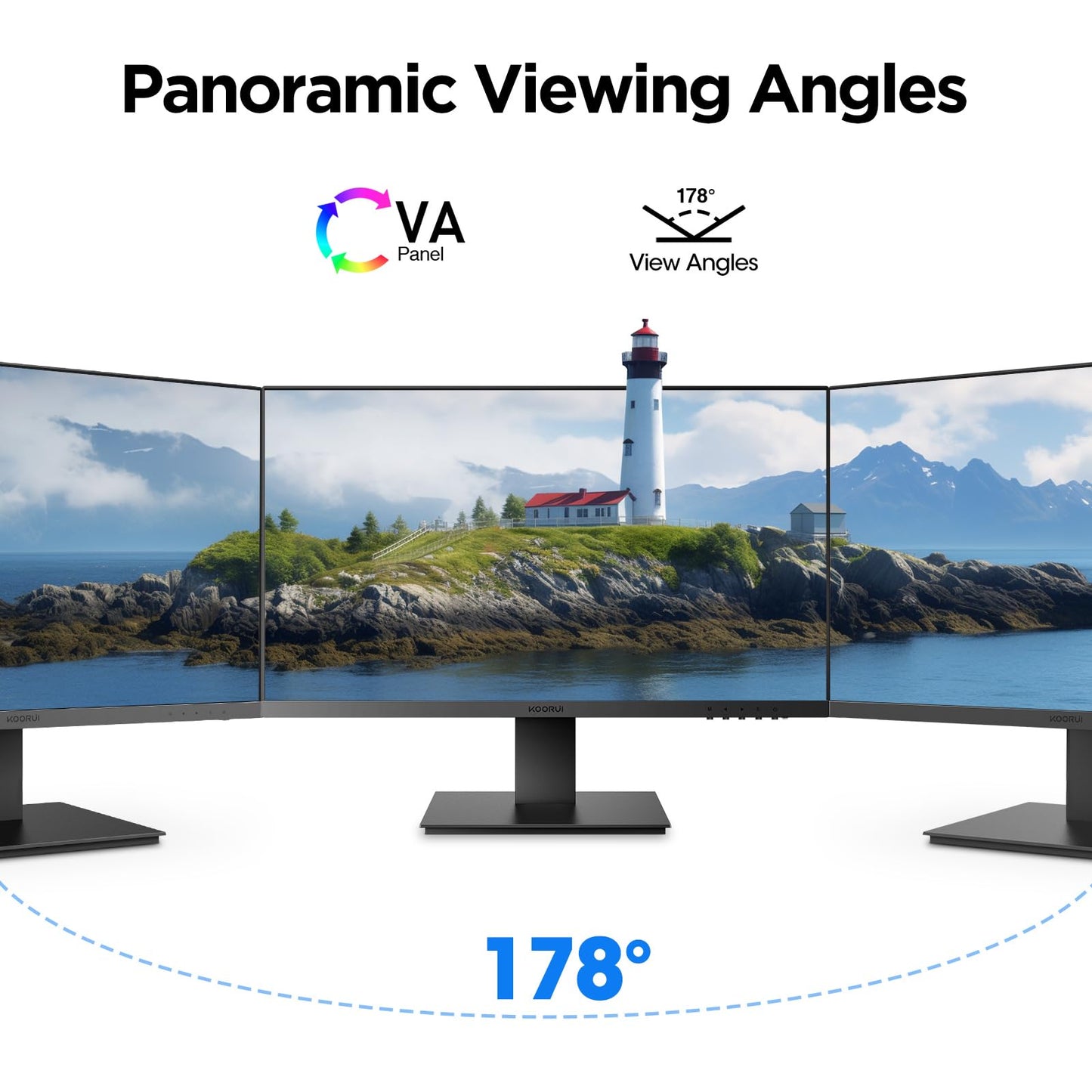 KOORUI 27 Zoll Monitor,Full HD (1920x1080), 75Hz, VA, 5ms, Augenpflege, Rahmenlos, Blaulichtfilter, HDMI, VGA, VESA 75x75