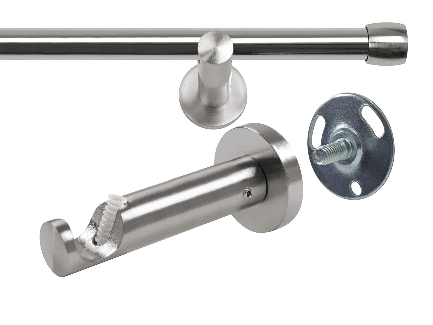 npluseins Gardinenstange/Teleskop 1-läufig Ø 13/16 Set + Zubehör 1569.2259, ca. 120-210 cm, Zylinder Chrom