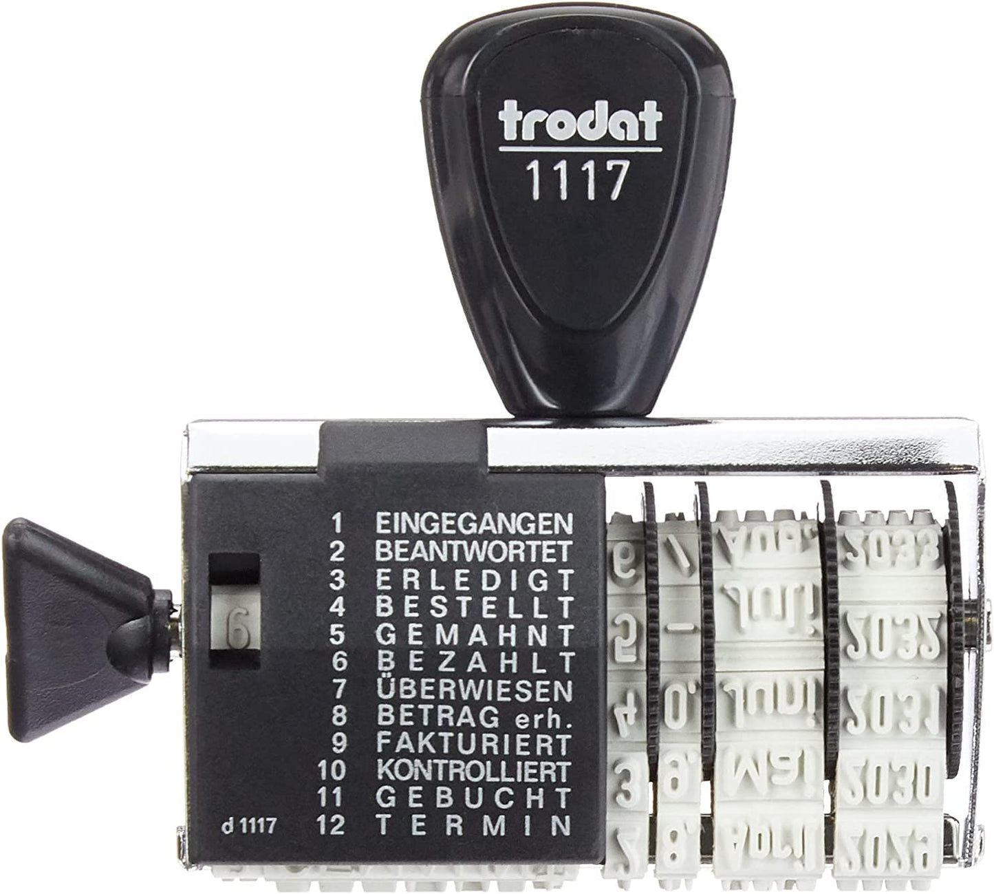 Trodat Classic 1117 – Datumsstempel mit Wortband, Deutsche Monate, Abdruck ca. 6 x 56 mm