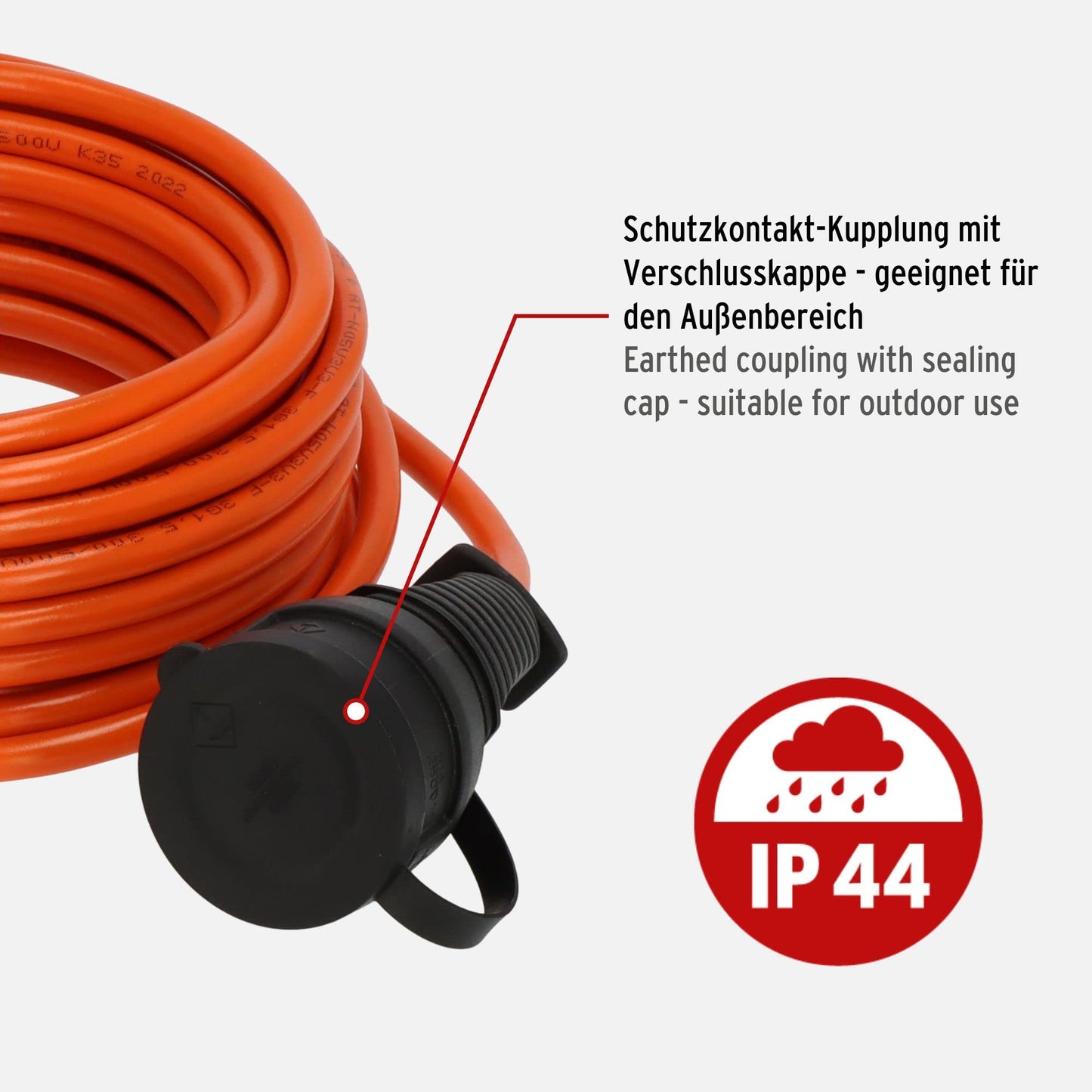 Brennenstuhl BREMAXX Verlängerungskabel (10m Kabel in orange, für den kurzfristigen Einsatz im Außenbereich IP44, Stromkabel einsetzbar bis -35 °C, öl- und UV-beständig, Made in Germany)