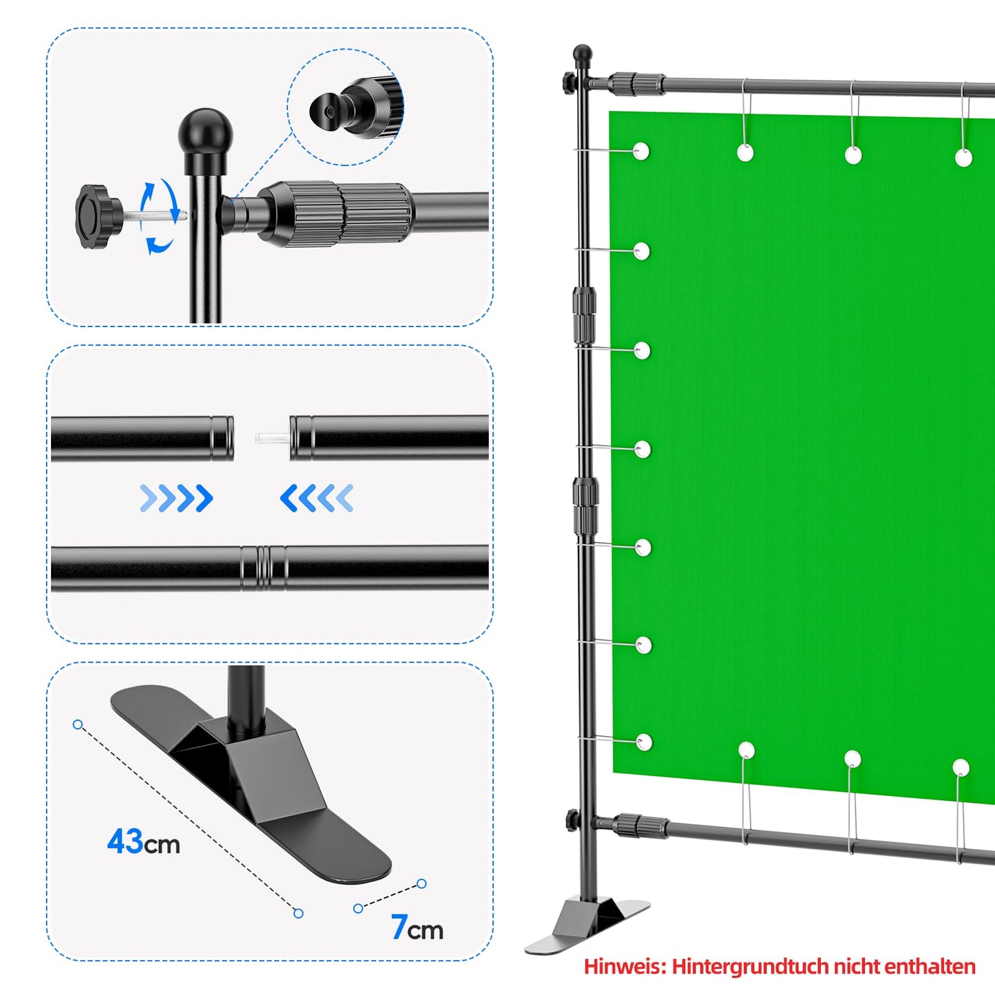 Fatazoii Foto Hintergrund Ständer Verstellbarer, 2,4 x 2,5m Fotohintergrund Ständer Fotografie, Banner Stand Set für Photo, Video, Studio