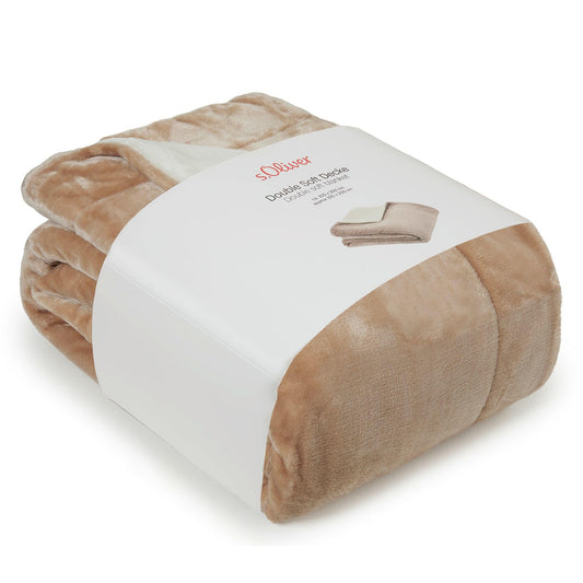 s.Oliver Doublesoft Kuscheldecke 150x200 - super kuschelig & warm, Polyesterflausch Decke beige Creme