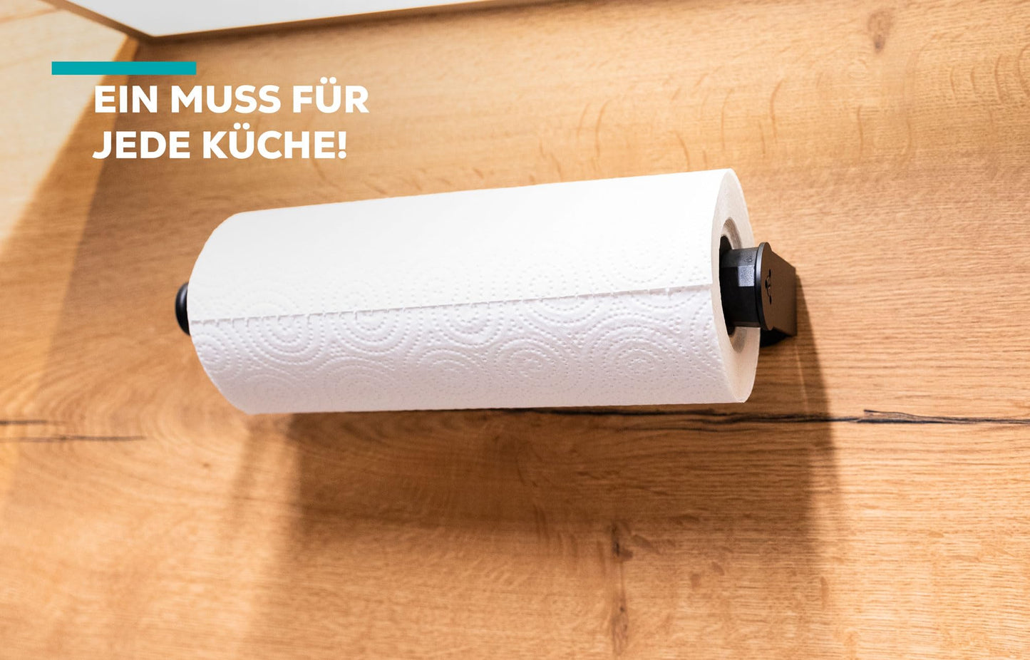 vetene® Premium Küchenrollenhalter ohne Bohren (Zum Einhändig Abreißen) – Edelstahl Silber mit Abroll-Stop – Zewa Rollenhalter – Küchenpapierhalter