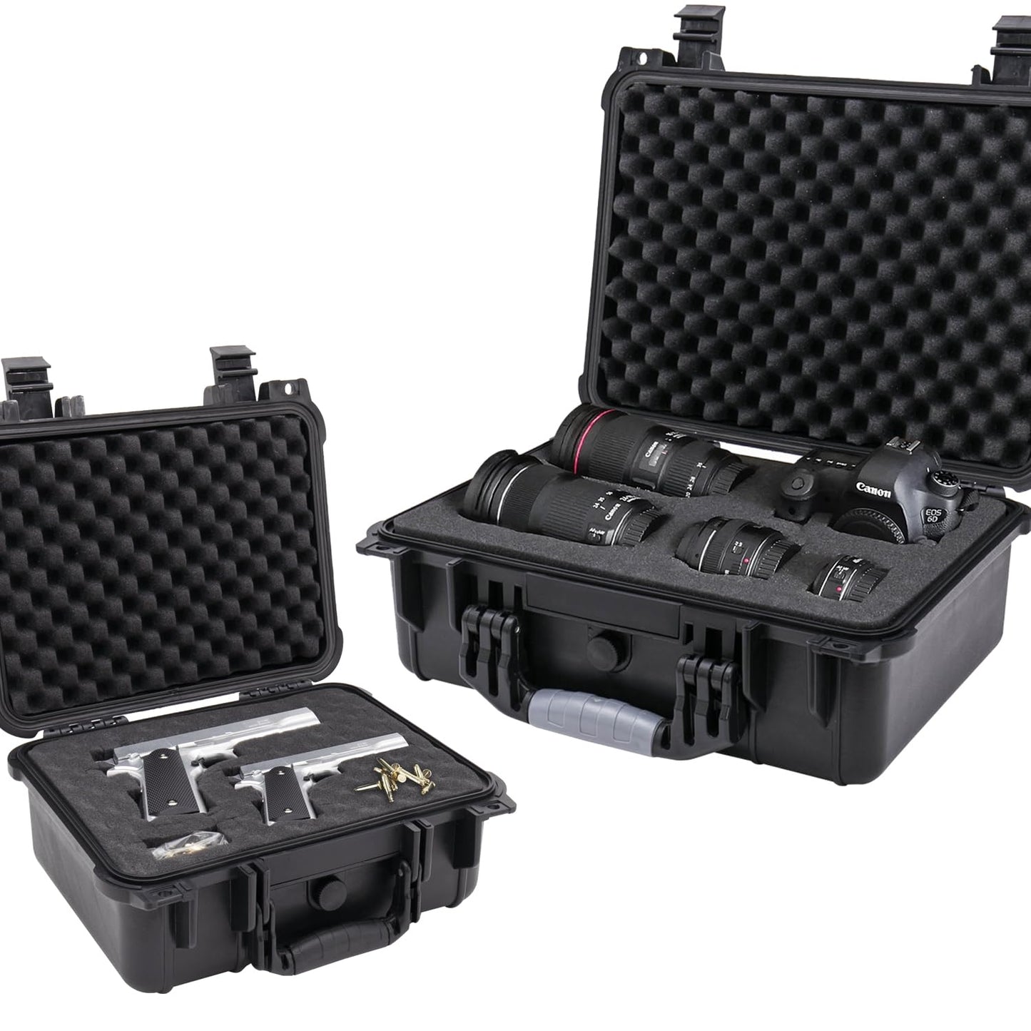 HMF ODK100 Outdoor-Fotokoffer, Transportkoffer mit Rasterschaumstoff | 27 x 24,5 x 13 cm