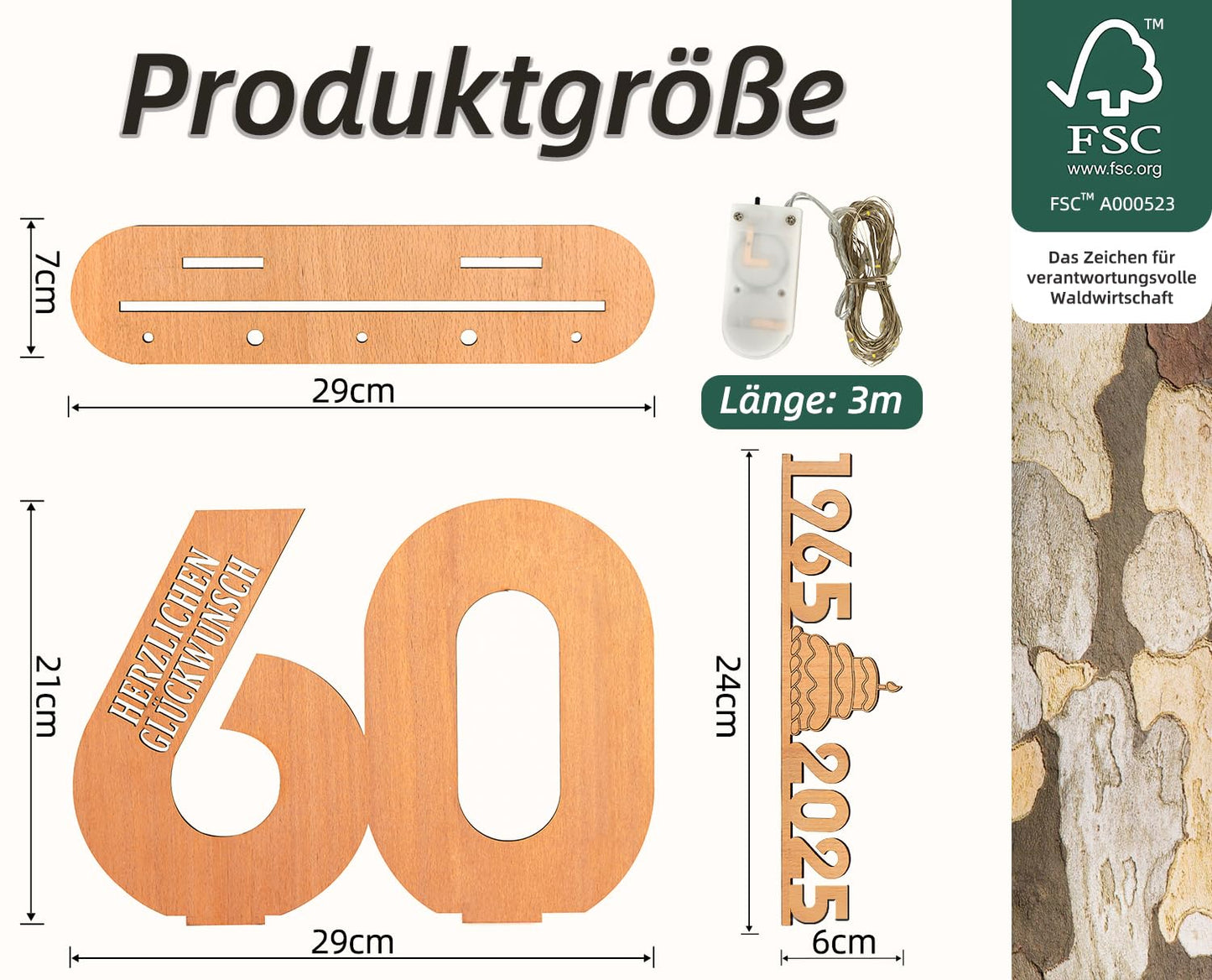Giftota - Originelle 18 Geburtstag Geschenk Mädchen & Jungen - Geldgeschenke Geburtstag 18 mit LED Lichterkette Ständer - 2025 Holz-Schild Gästebuch - 18 Geburtstag Deko - Personalisierbares Geschenk