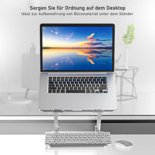 BoYata Laptopständer, Multi-Angle Laptop Ständer mit Heat-Vent, Verstellbarer Notebook Ständer Kompatibel für Laptops (10-15 Zoll) einschließlich MacBook Pro/Air, Dell, HP, Samsung (Silber)