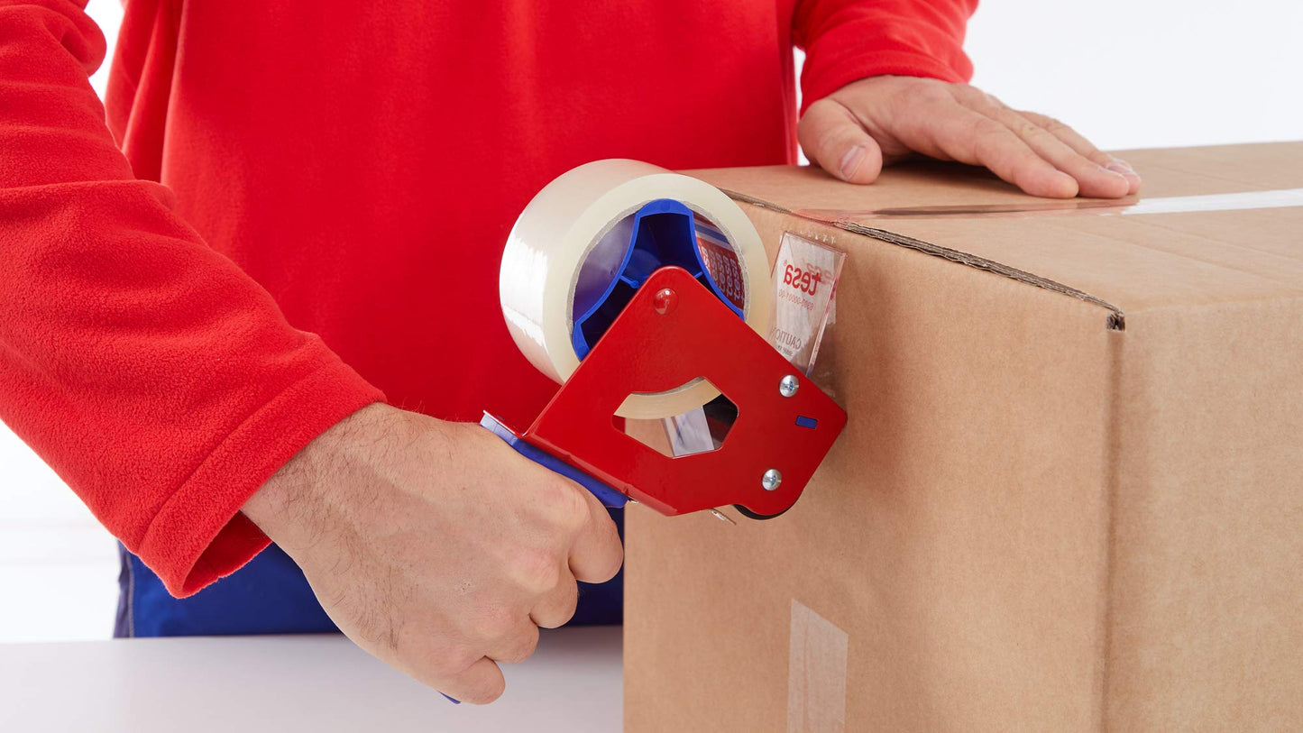 tesapack 64014 im 6er Pack - Geräuscharmes Paketklebeband zum Verpacken von Paketen und Versandschachteln - transparent - 6 Rollen je 66 m