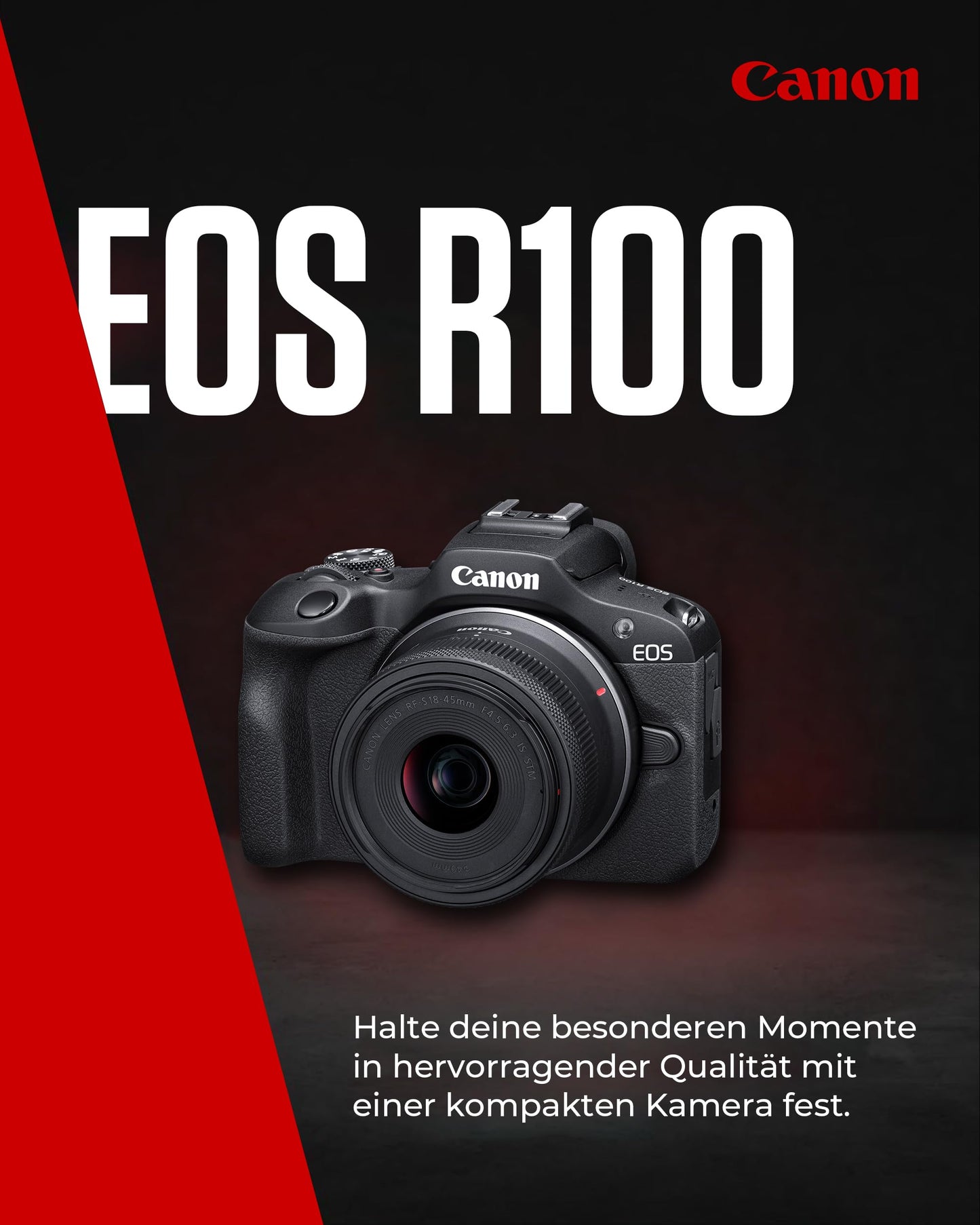 Canon EOS R100 Spiegellose Kamera + RF-S 18-45mm IS STM Objektiv (Kompaktkamera, 4k Videokamera, Digitalkamera mit Autofokus und Motiverkennung für Augen Tiere Fahrzeuge, Filter- und Kreativassistent)