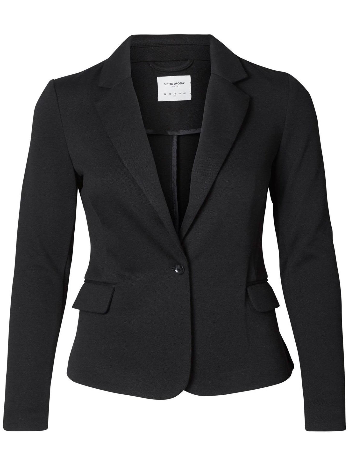 VERO MODA Blazer Eleganter Basic Langarm Cardigan Business Jacke Mantel Shacket VMJULIA, Farben:Schwarz,Größe Damen:36 / S