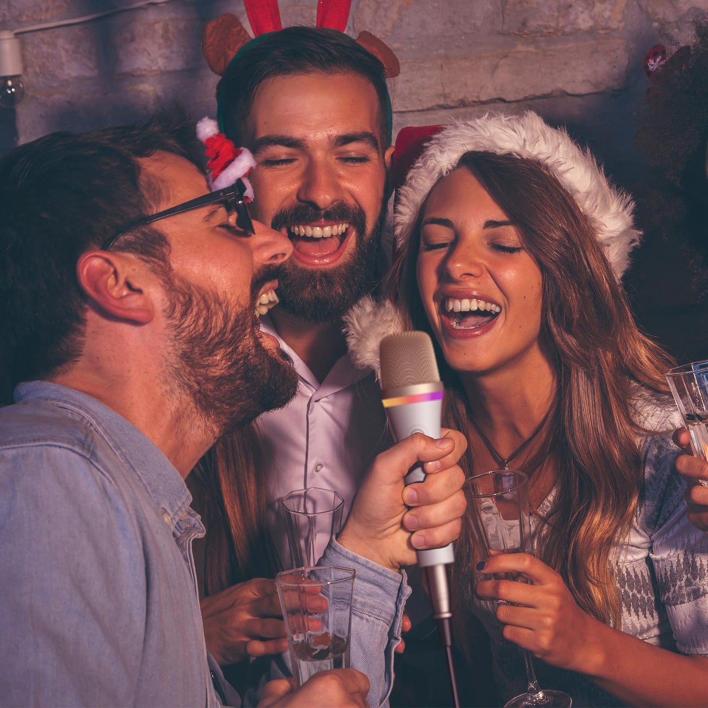 TONOR Dynamisches Karaoke Mikrofon, RGB XLR Gesangsmikrofon zum Singen, Handmikrofon mit 5M Kabel, Weiß Supernieren Microphone für Live-Gesang/Bühne/Lautsprecher/Studio/Zuhause/Party