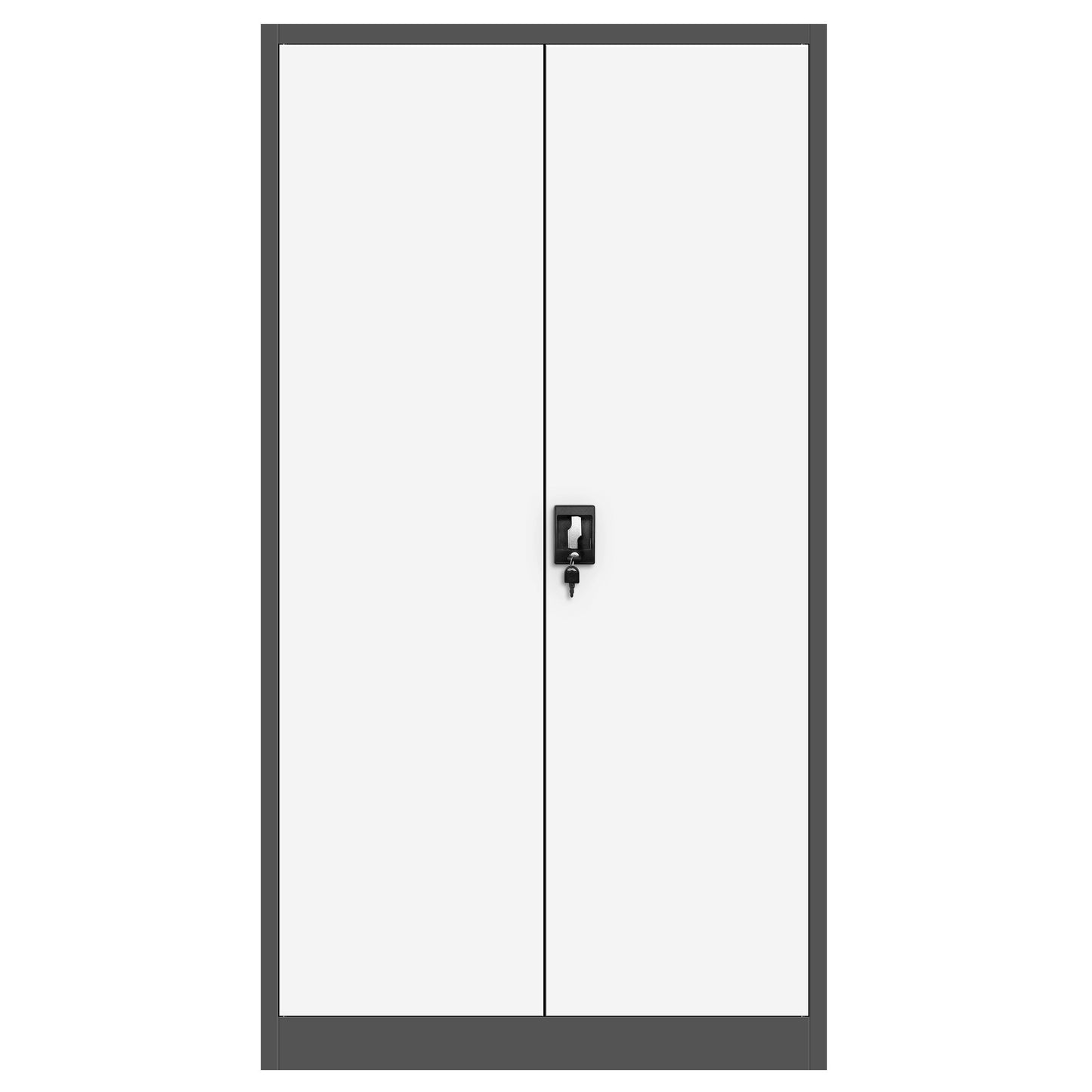 Jan Nowak Aktenschrank C001H Büroschrank Metallschrank Stahlschrank Werkzeugschrank Stahlblech Pulverbeschichtet Flügeltürschrank Abschließbar 195 cm x 90 cm x 40 cm (anthrazit/weiß)