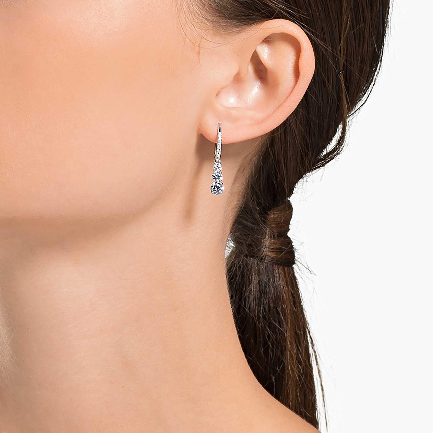 Swarovski Stilla Attract Trilogy Ohrringe, Weiss, Rhodiniert