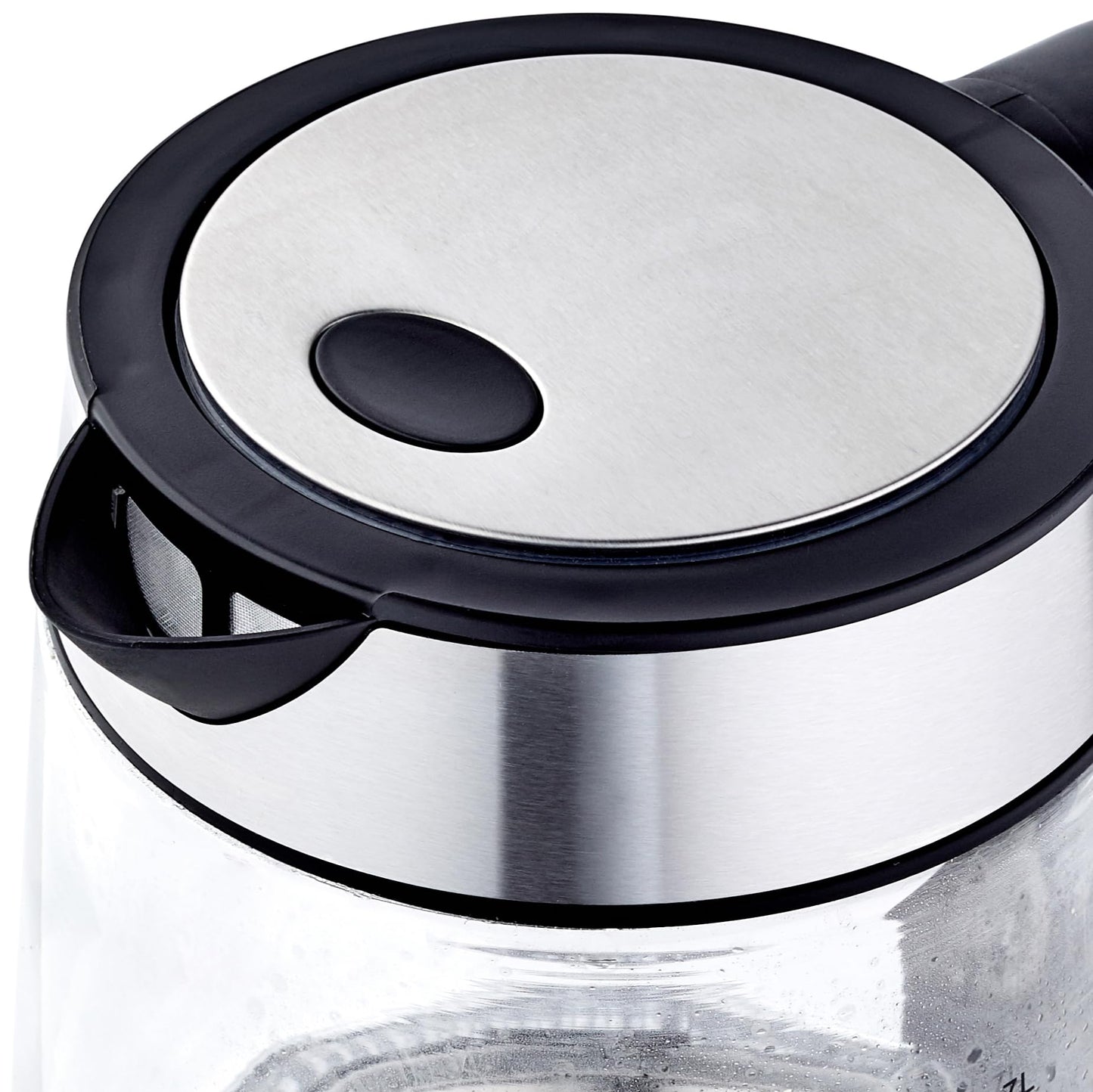 Amazon Basics - Elektrischer Wasserkocher aus Glas, 1,7 l, 2200 W, Schwarz, Silber