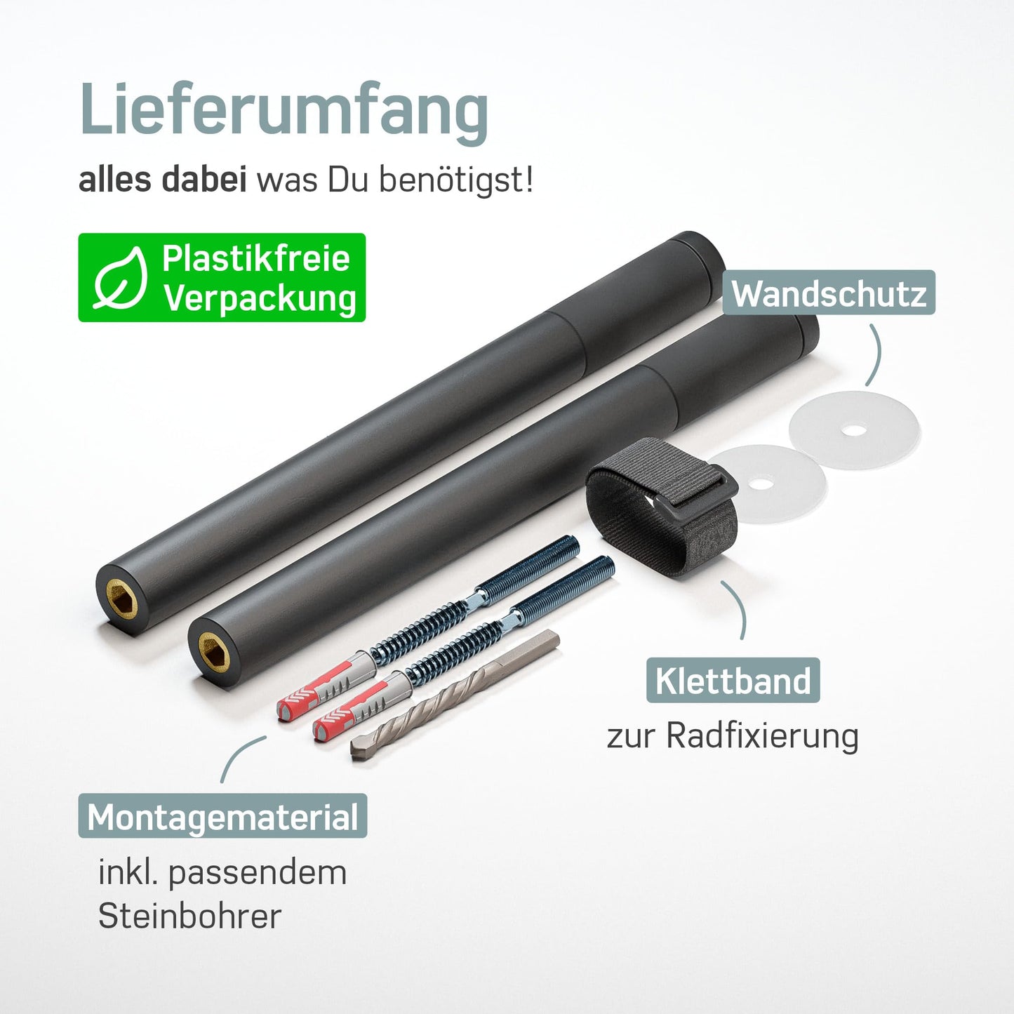 Borgen Fahrrad Wandhalterung Holz mit 20 kg Tragkraft - stabile Fahrradhalterung Wand für Rennrad, MTB und E-Bike - Schwarz Natur