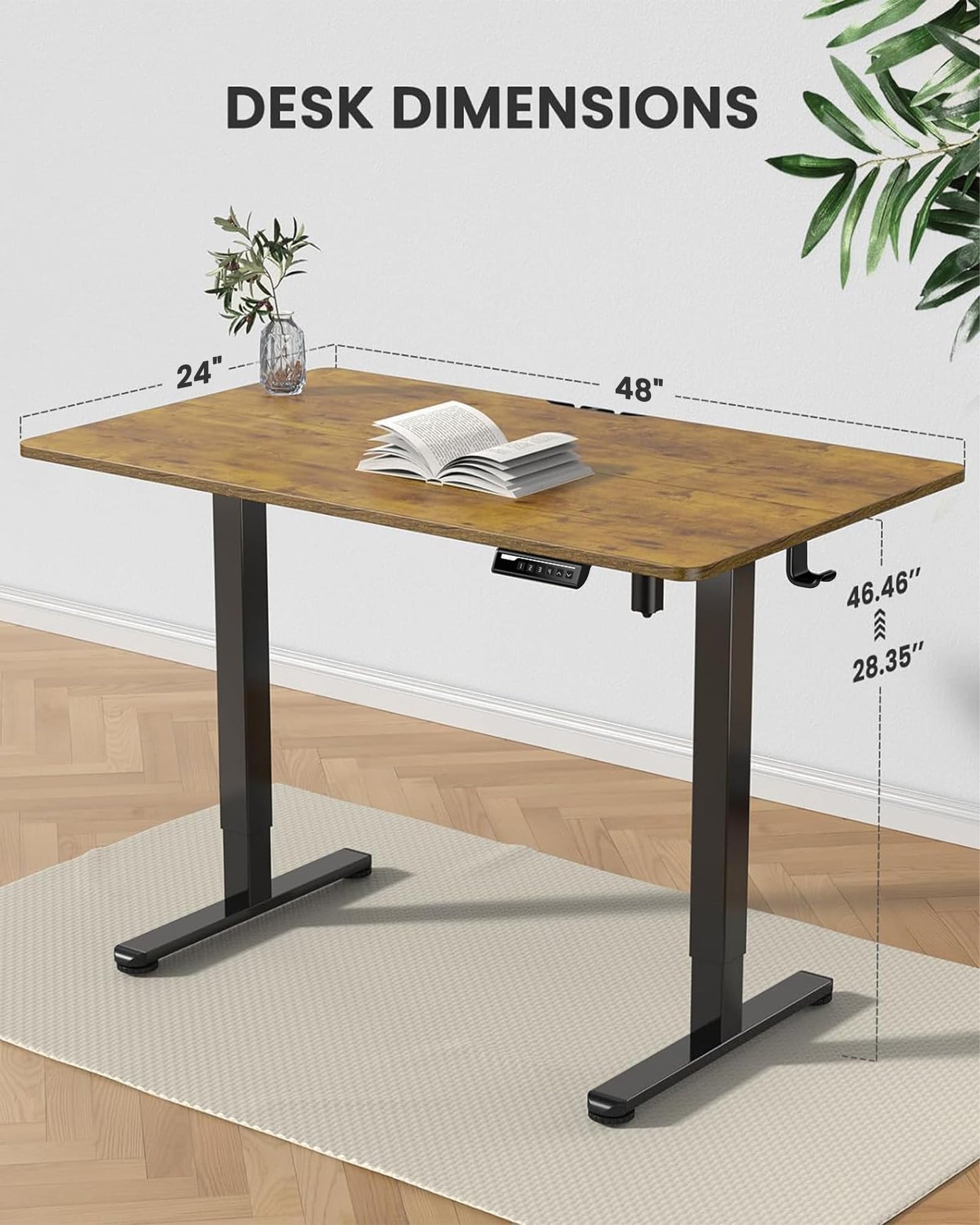 ErGear Höhenverstellbarer Schreibtisch 120 x 60cm Schreibtisch Höhenverstellbar Elektrisch Ergonomischer Steh-Sitz Tisch Computertisch für Heimbüro mit 4 Memory-Steuerung (Vintagebraun)