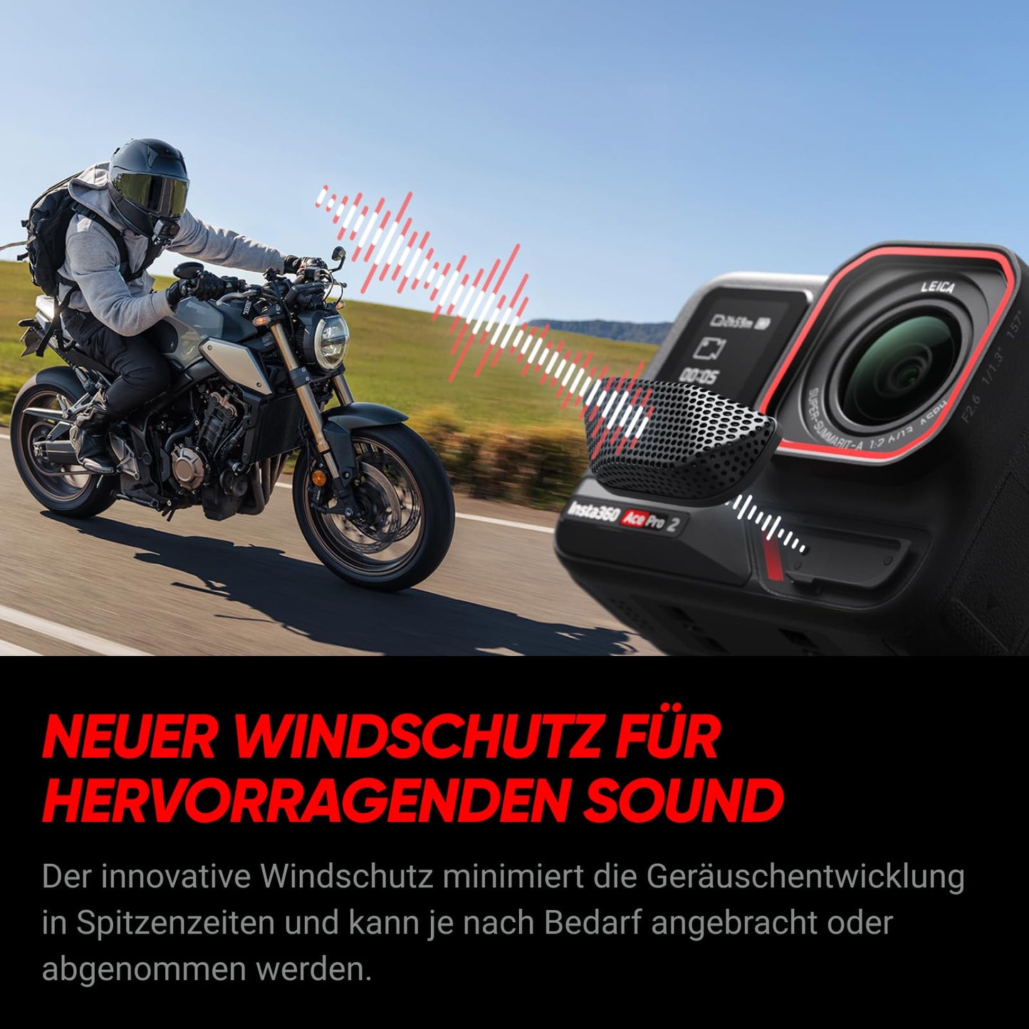 Insta360 Ace Pro 2 Pack Dual Akku – wasserdichte 8K-Action-Kamera mit Leica, 1/1,3 Zoll Sensor, Dual-KI-Chip, niedrige Lichtqualität, fortschrittliches Audio, klappbares Display, KI-Edition, Motorrad
