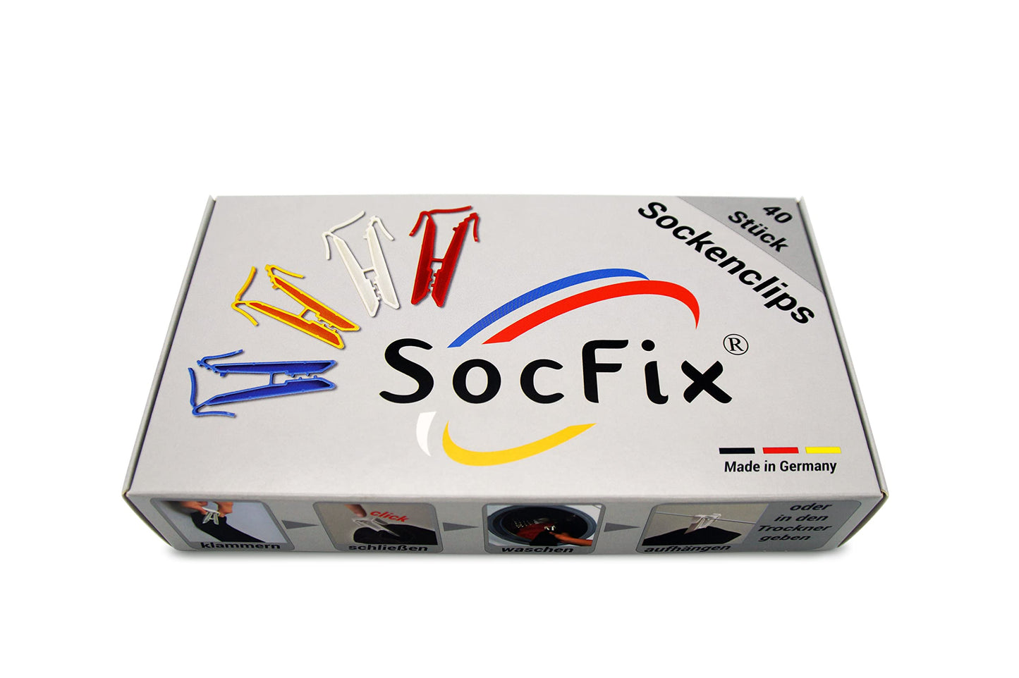 SocFix® Sockenklammern, Sockenclips, Sockenhalter (40 Stück)