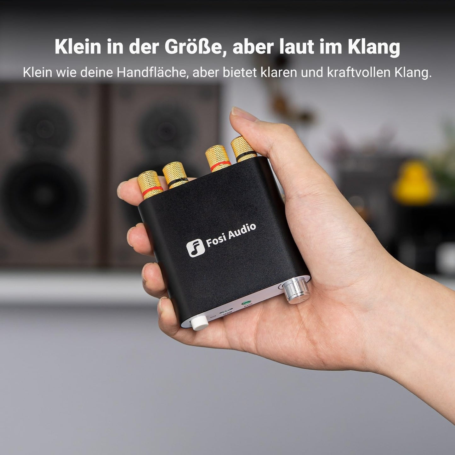Fosi Audio ZK-1002D Mini Verstärker Bluetooth, 100W×2 Mini HiFi Verstärker 2.0 Kanal mit Bluetooth/USB/AUX-Eingängen, PC Audio Verstärker für Passive Lautsprecher/PC/Tablet