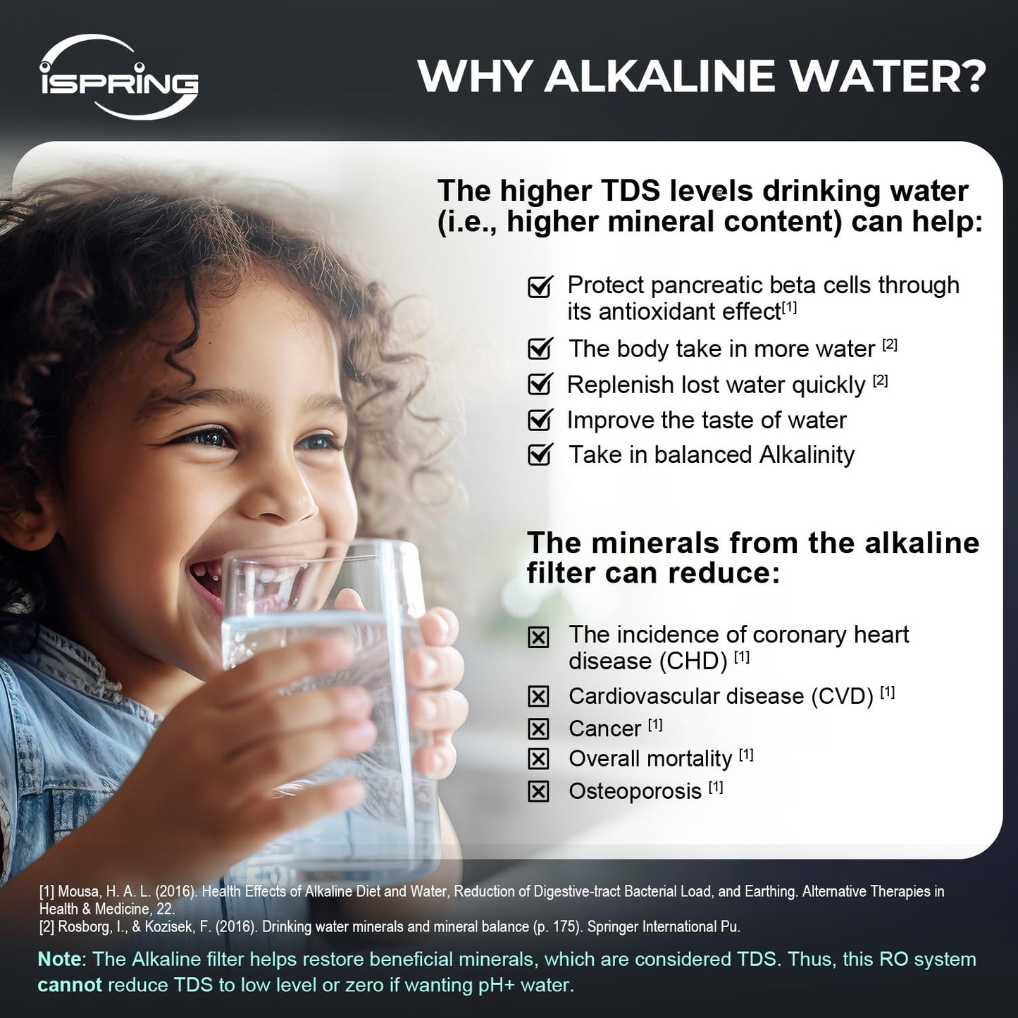 iSpring RCC7P-AK 6-stufiges Umkehrosmose-System unter dem Waschbecken mit alkalischem Wasserfilter und Pumpe, pH+, 75 GPD, TDS-Reduktion, WQA-zertifiziertes RO-Trinkwasser-Filtrationssystem