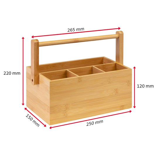 Westmark Küchen-Organizer/Tischbutler, 4 Fächer, mit Tragegriff, Maße: 28 x 15 x 22 cm, Bambus, Tapas + Friends, Hellbraun, 69802270