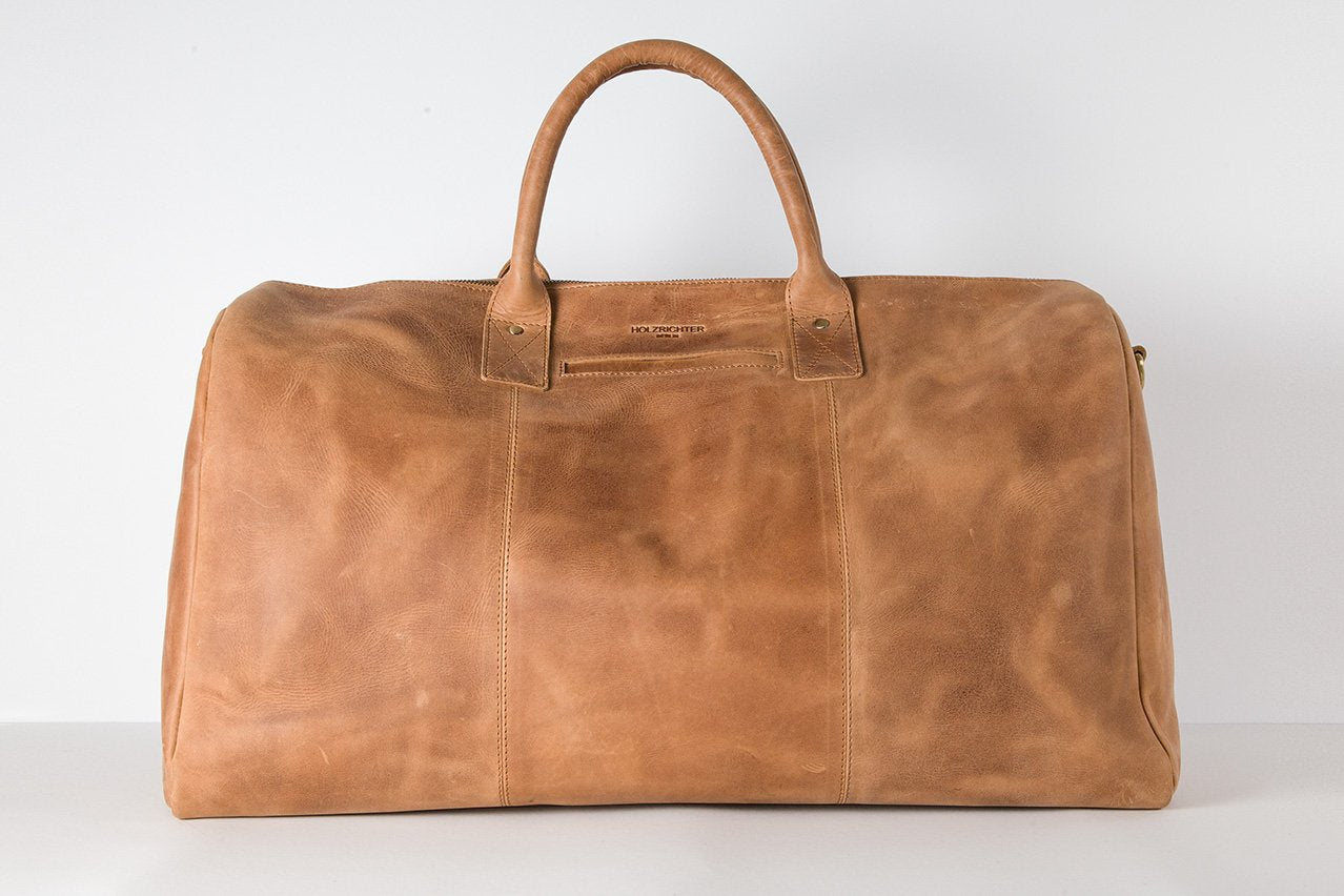 HOLZRICHTER Berlin No 13-1 (L) - Premium Weekender Reisetasche, Sporttasche und Handgepäck aus Leder - Camel-braun
