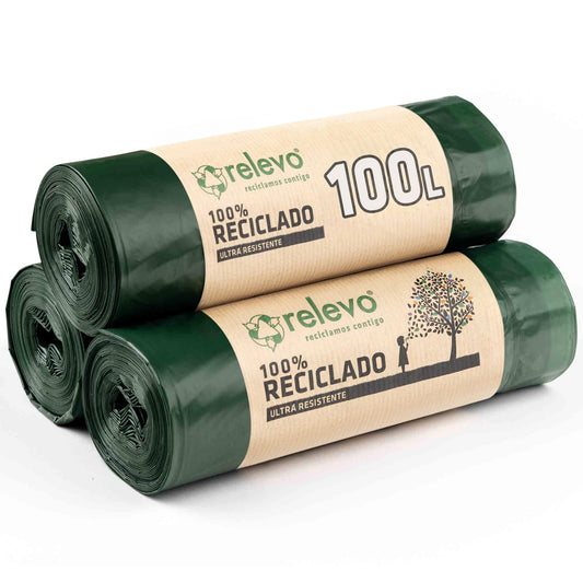 Relevo 30 Stück Müllbeutel 100 L - 100% Recycelt Müllsäcke