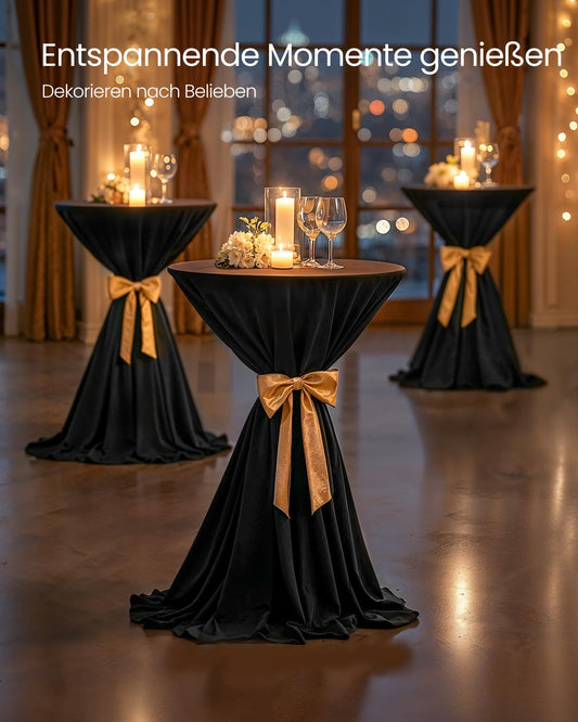 VASAGLE Stehtisch, Bartisch, hoher runder Tisch, Küchentisch, Metallgestell, 60 x 60 x 105 cm, für Küche, Wohnzimmer, Esszimmer, einfache Montage, tintenschwarz-Mattschwarz LBT024B01