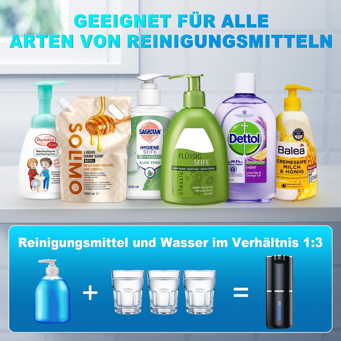 Amyzavls Seifenspender Automatisch,380ml Wandbefestigung Berührungslos Elektrischer Seifenspender mit Sensor,USB Wiederaufladbar Schaumseifenspender für Bad,Küche, Büro Schwarz