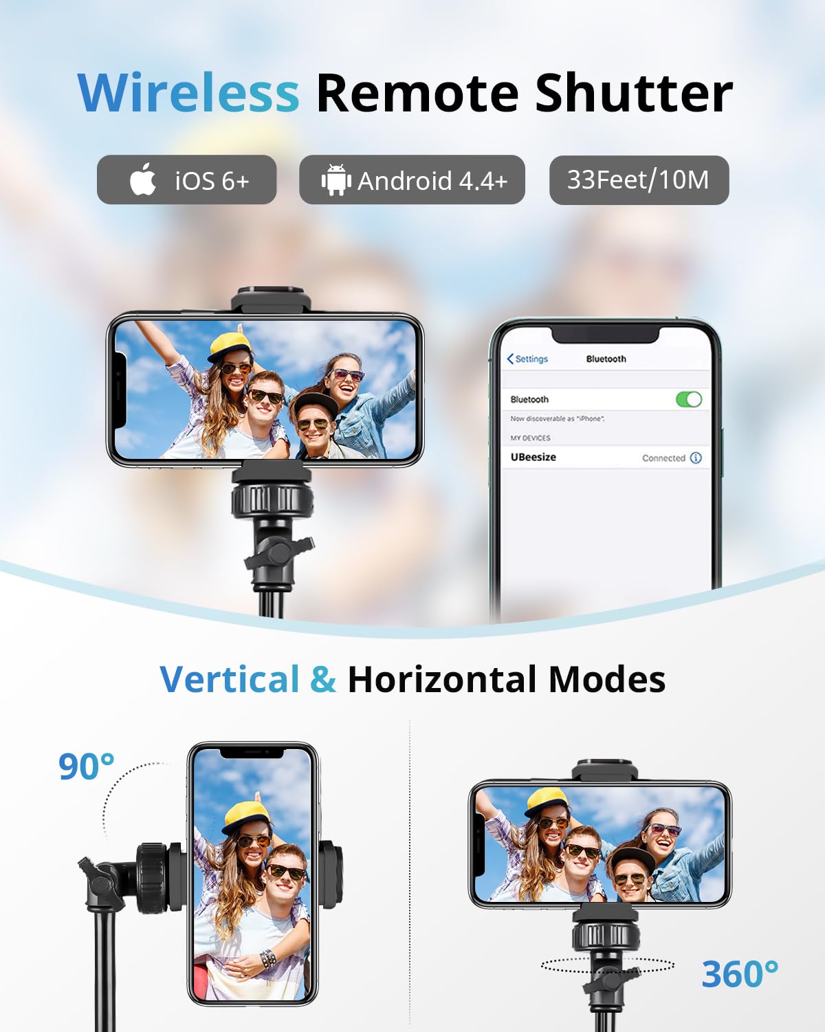 UBeesize 183cm Handy Stativ Ständer, Selfie Handy stativ mit Bluetooth Fernbedienung, Ausziehbar Stativ Ständer für Selfies, Live Streaming Handy Stativ für iPhone, Android-Handys und Kameras