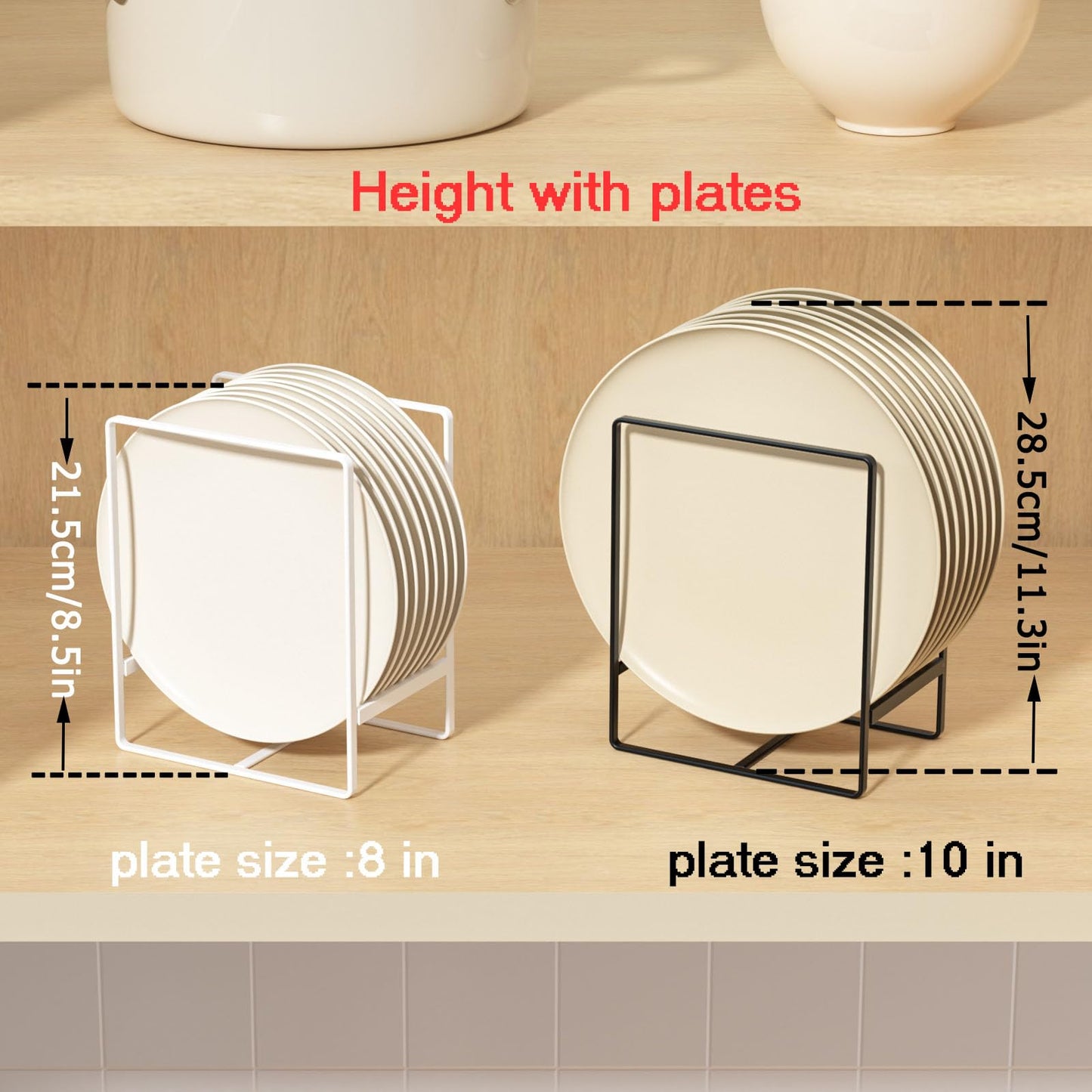 Hikinlichi Metal 2 Pack Plate Rack/Dish Drainer - Kitchen Cabinet Storage Organiser, Tableware