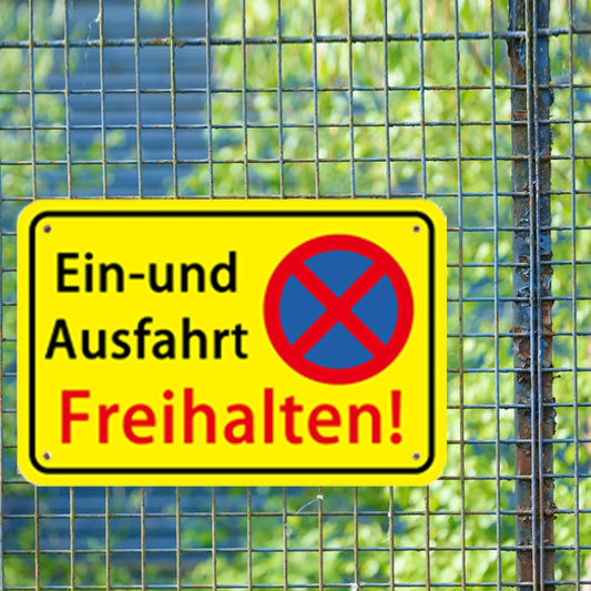 Einfahrt Ausfahrt Freihalten Schilder Metall Aluminium, 30X20 cm,Parken Verboten Schild Eingang Freihalten Auch Gegenüber, Warnschilder Verbotsschilder Zufahrt Freihalten