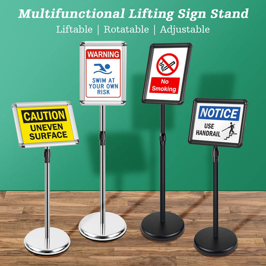 Mutualsign 6Pack Infoständer DIN A4 Höhenverstellbar Kundenstopper Outdoor Aluminium Plakatständer Werbeaufsteller Präsentationsständer für Menu/Hochzeit/Show/Display/Werbung/Verkauf (Schwarz)