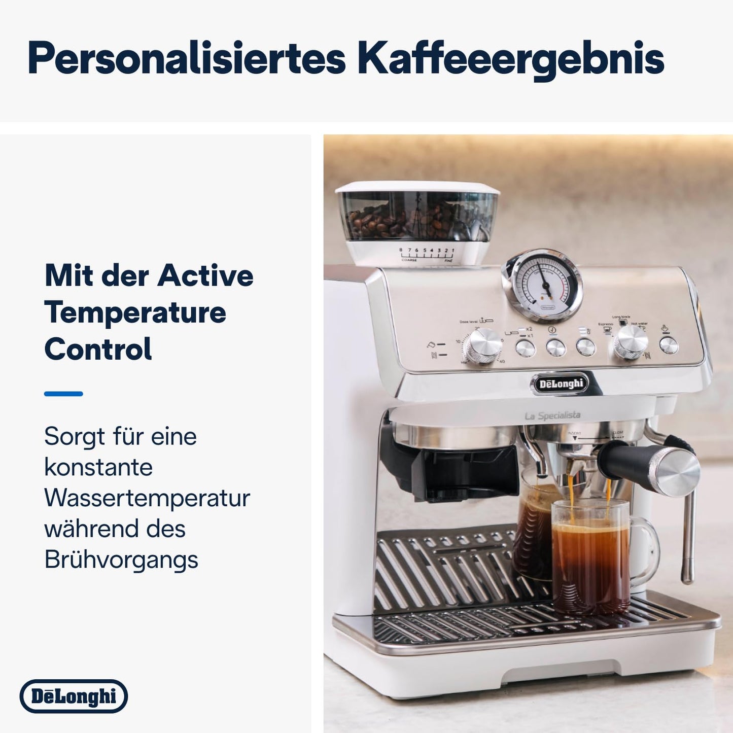 De’Longhi La Specialista Arte EC9155.W Siebträgermaschine, Weiß, mit Mahlwerk, 15 Bar, My LatteArt-System, Barista-Kit, 1,7L Tank, 1550W