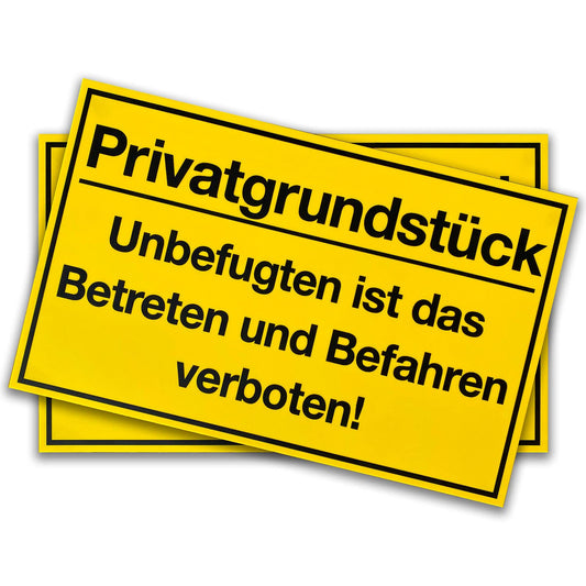 XXL Privatgrundstück Schild 2er Set | Hinweisschild aus flexiblem Kunststoff | 100% Wetterfest & UV-beständig | Besonders großes Warnschild für ideale Sichtbarkeit | Maße 40 x 25 cm