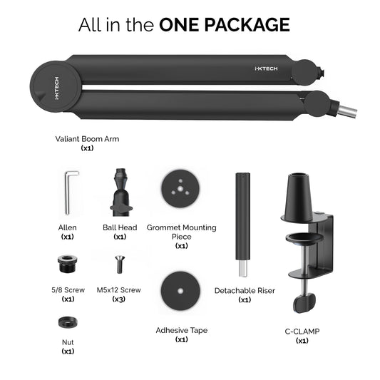 IXTECH Mikrofonarm für Rode Shure Sm7b Blue Yeti Hyperx Quadcast Gaming Mikrofon Halterung Mikrofonständer Tisch für Profis Universelle Studio Mic Podcast Streaming Standmikrofon Boom Arm VALIANT