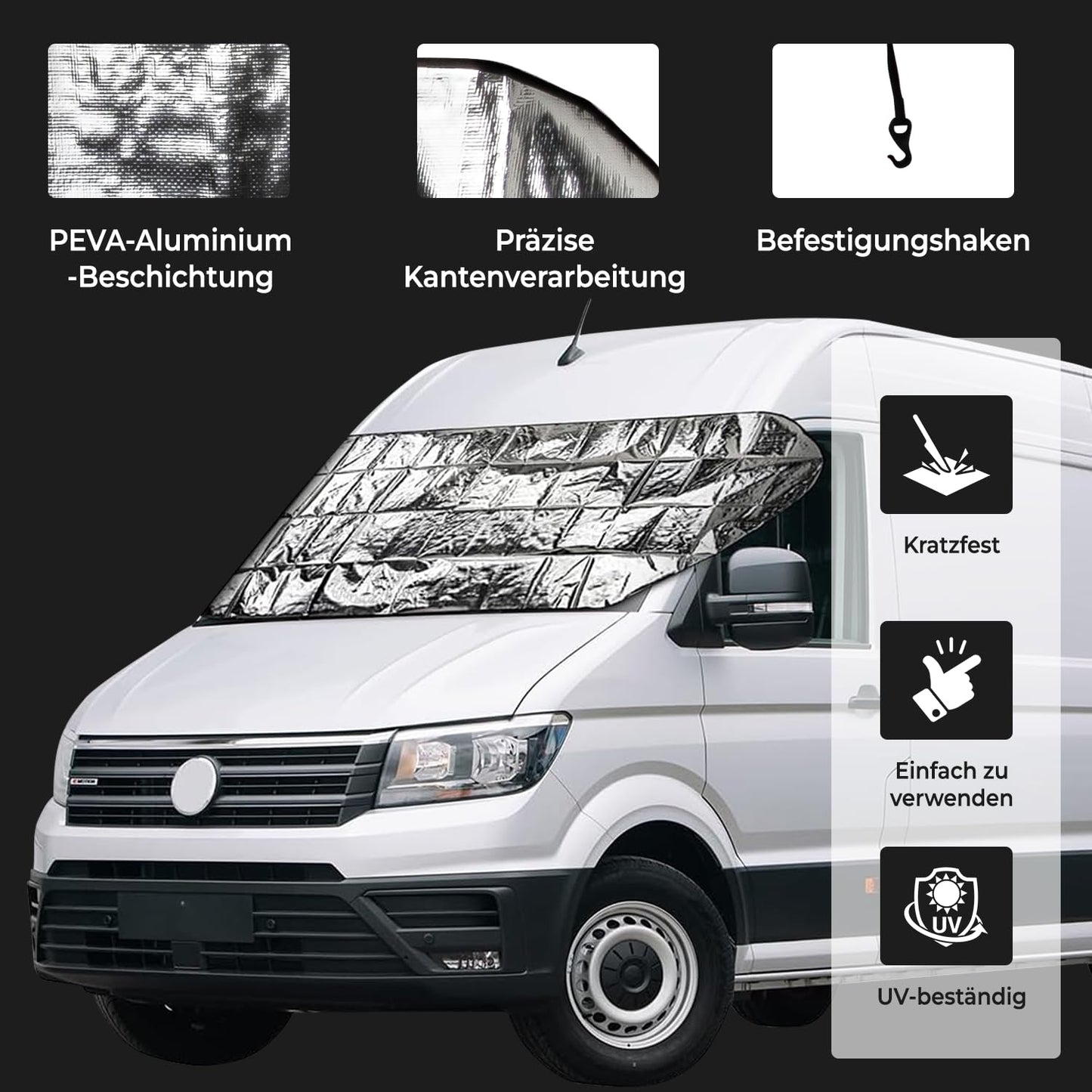 Frontscheibenabdeckung Winterabdeckung Sonnenschutz XL 250x100 cm Wohnmobil Transporter