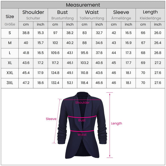 Unibelle Damen Blazer Cardigan Dünn 3/4 Längere Elegant Leicht Bolero Jacke Blazer Slim Fit Anzug Trenchcoat , A-schwarz, 44(Herstellergröße:XXL)