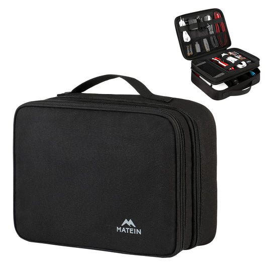 MATEIN Kabel Organizer Tasche, GroßE Kabeltasche Organizer Tech Pouch, Wasserabweisend Elektronik Tasche Cable Organizer Travel Bag für IPAD, Ladegerät, Powerbank, Schwarz
