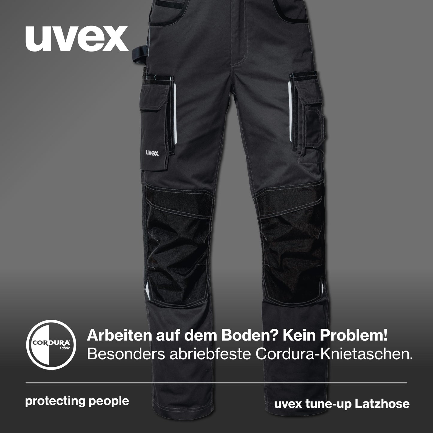 Uvex Tune-up Männer-Cargohose - Latz-Bundhose für die Arbeit - Schwarz - 52