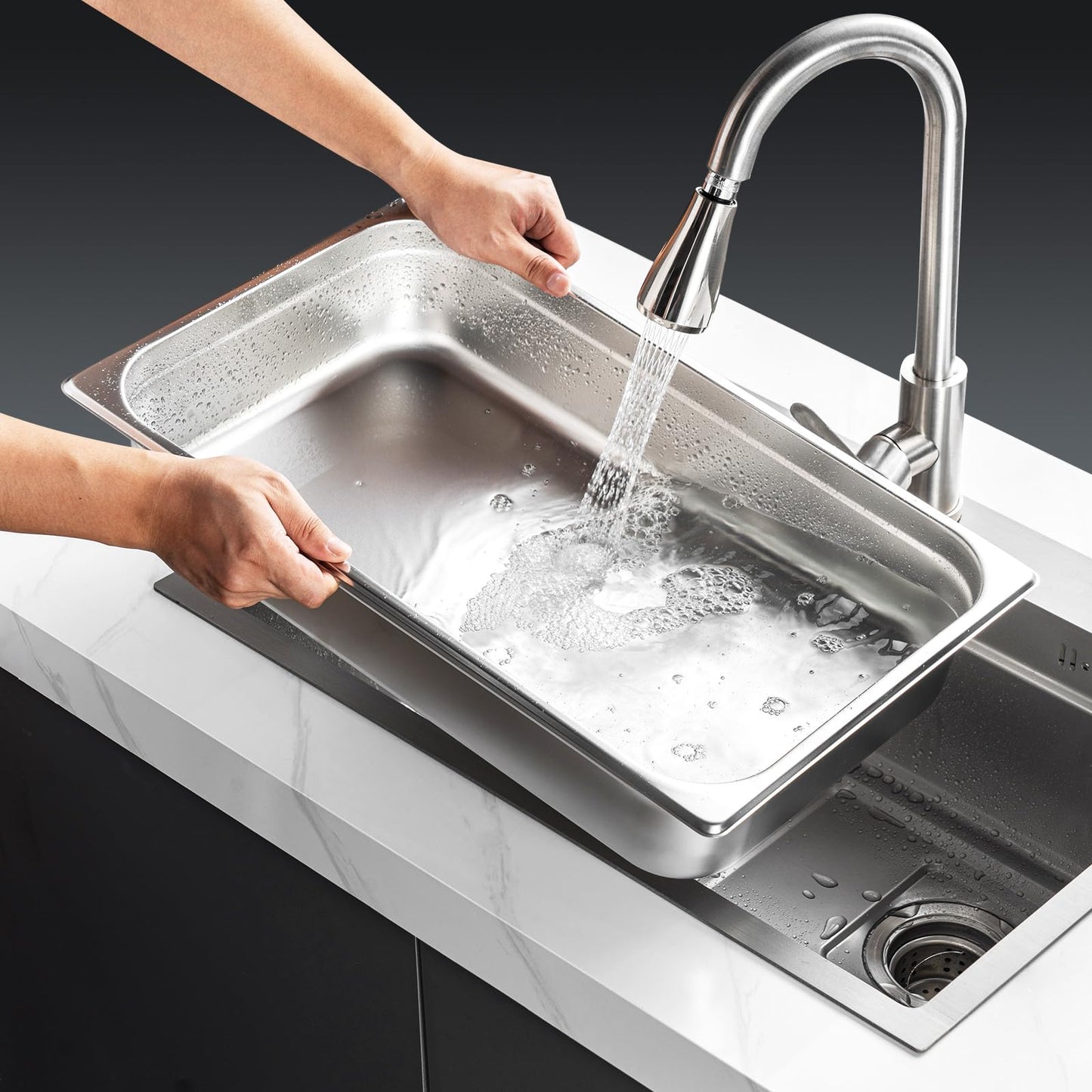 VEVOR Gastronormbehälter, Edelstahl Behälter 6 Stück, 530 x 326 x 107 mm Speisebehälter, kommerzieller Dampfpfanne Warmhaltebehälter 13,9 L Tiefe, Hotelpfanne Tisch Food Pan Buffet Catering