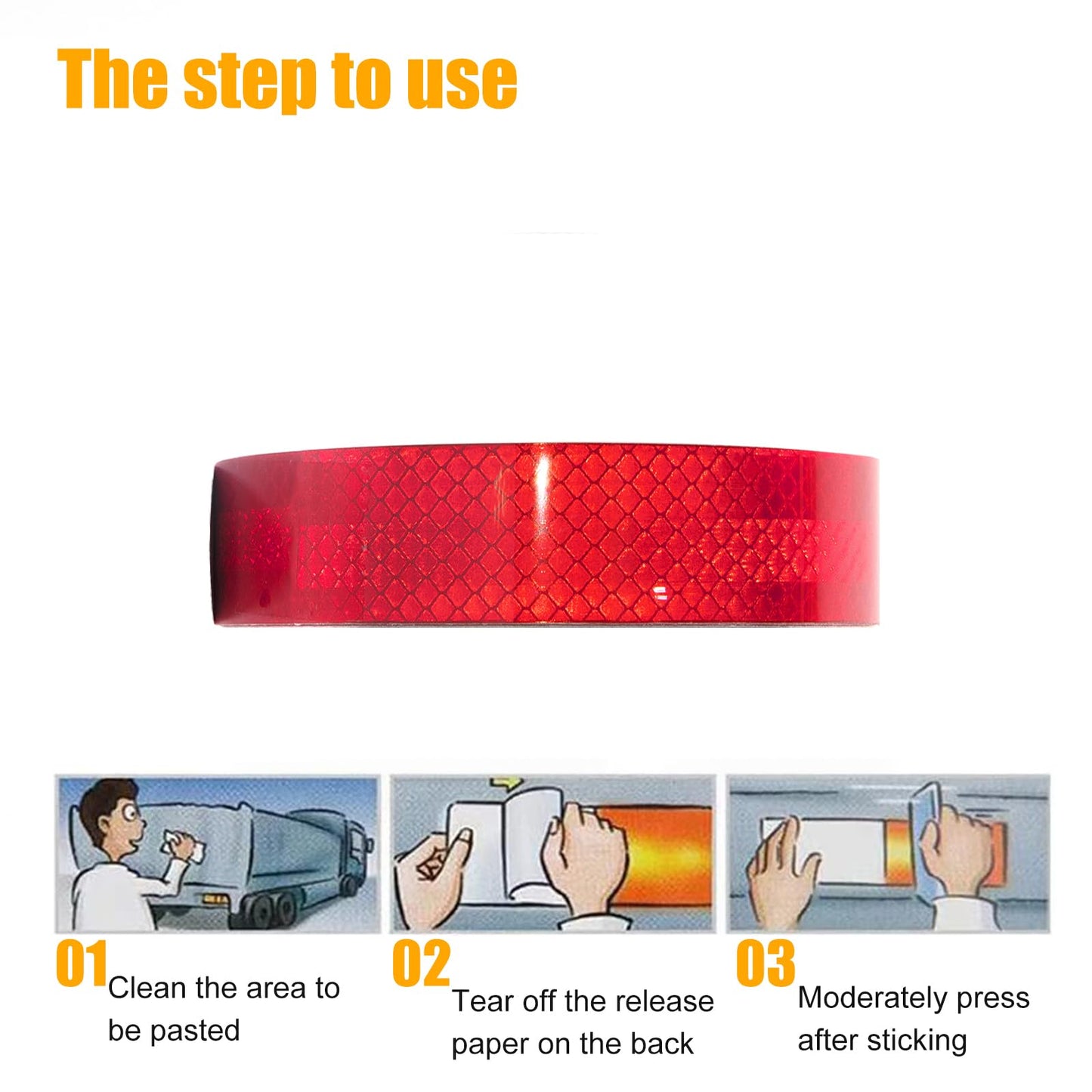 XFXIA Reflektierendes Klebeband Rot 20m x 2.5cm Wasserdicht Reflektorband Selbstklebend Warnklebeband Sicherheitsband-Conspicuous Warning Tape für Fahrzeuge,Autos,Anhänger,Boote
