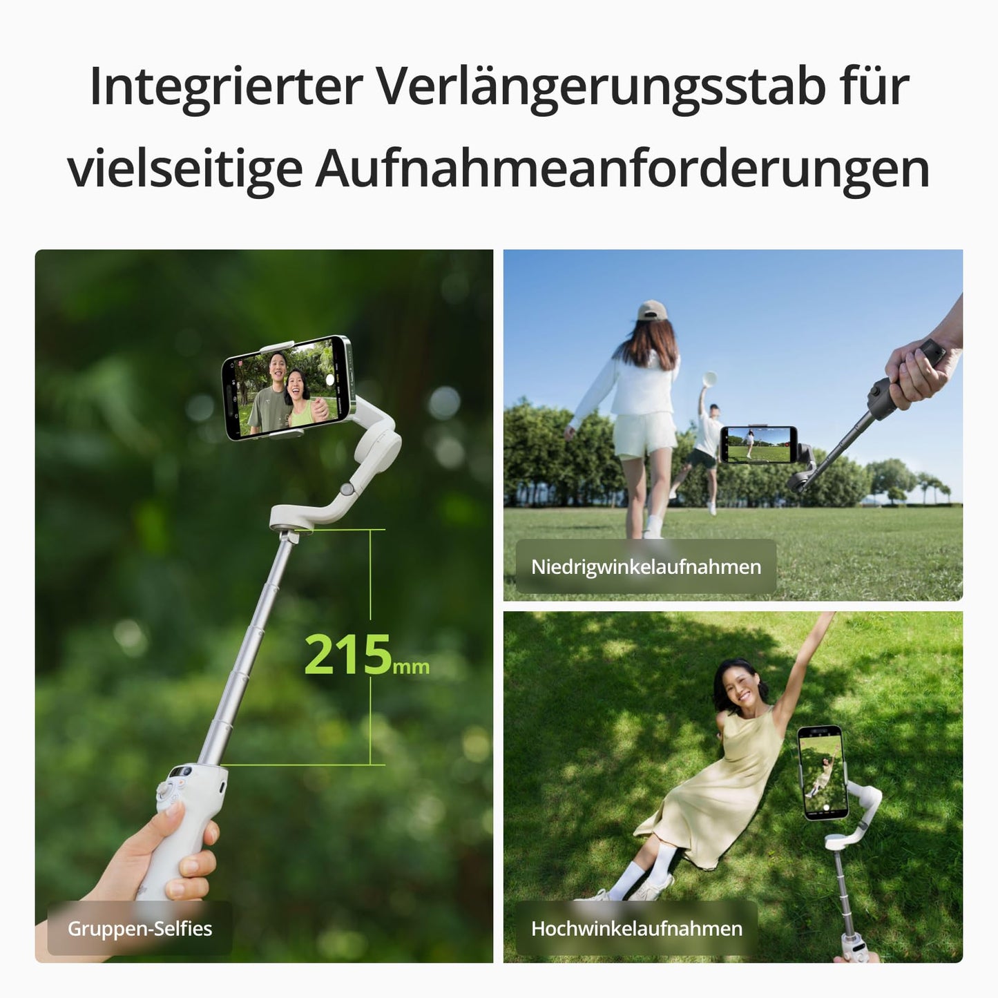 DJI Osmo Mobile 6 Gimbal-Stabilisator für iPhone Android, 3-Achsen-Handy-Gimbal, integrierter Verlängerungsstab, Objektverfolgung, tragbar und faltbar, Vlogging-Stabilisator, YouTube TikTok