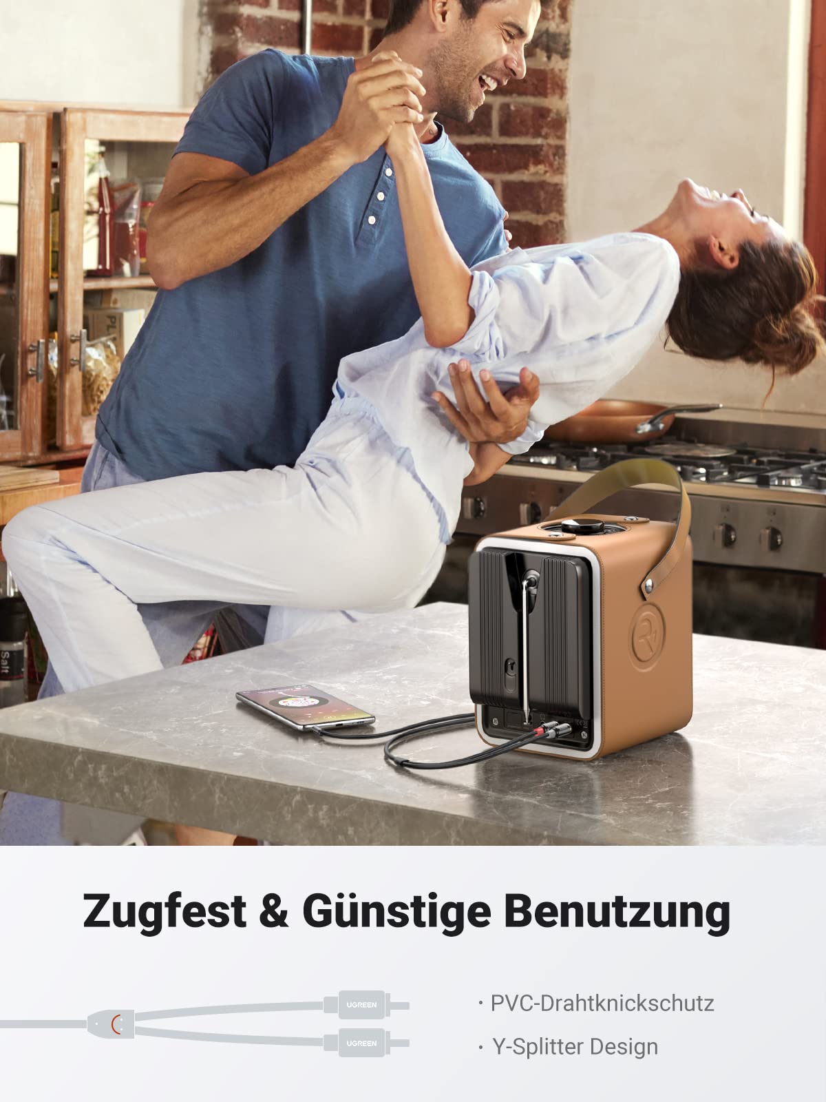 UGREEN Klinke auf Cinch Kabel 3,5mm Klinke Chinch Stereo Audio Kabel für TV, PC, Handy, MP3-Player, Lautsprecher, Heimkino, Autoradio, Tablet, Verstärker, Soundbar usw. (2m)