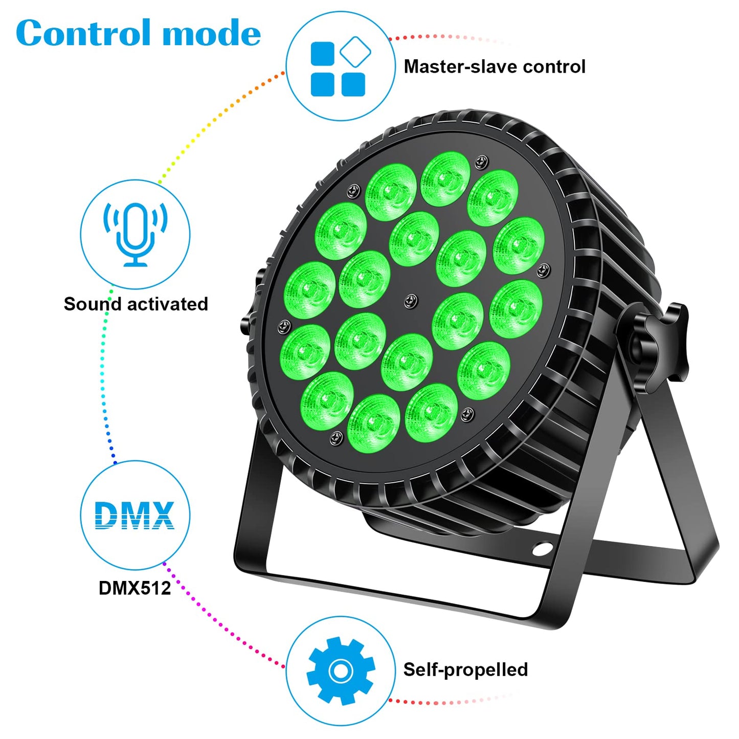DELIBANG LED Par Scheinwerfer 200W 18 LED Bühnenlicht Strahler Discolicht Partylicht,8CH Par LED Licht RGBW DMX Strobe Sound Aktiv Modus Beleuchtung DJ Lichteffekt für Show Bar KTV Party Halloween