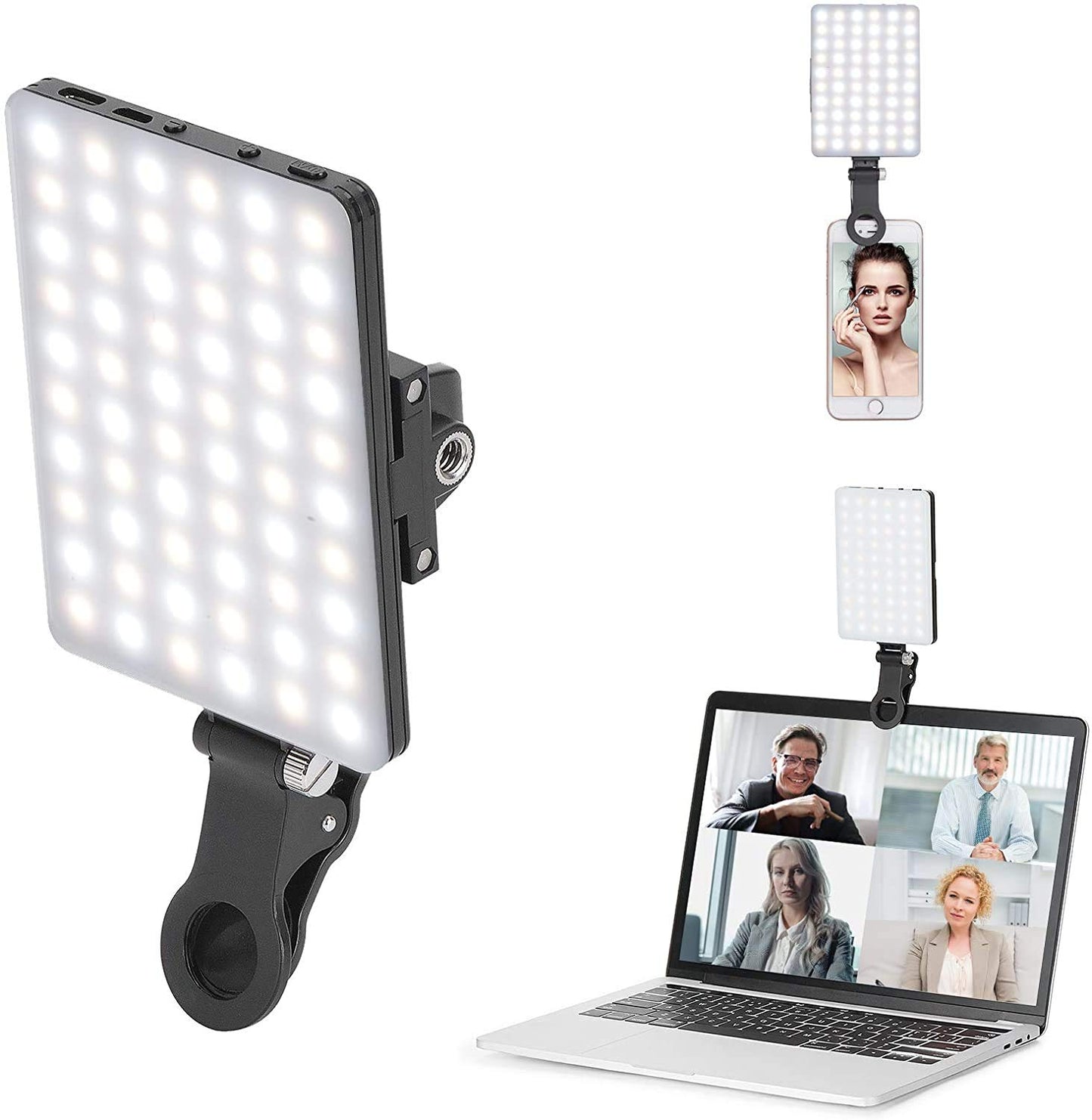 Newmowa 60 LED Videolicht, 3200-5600K 3 Lichtmodi und Helligkeit 10-stufiges dimmbares CRI95 + High Power Panel-Licht, eingebauten Akkus für Phone, iPhone, Android, iPad, Laptop